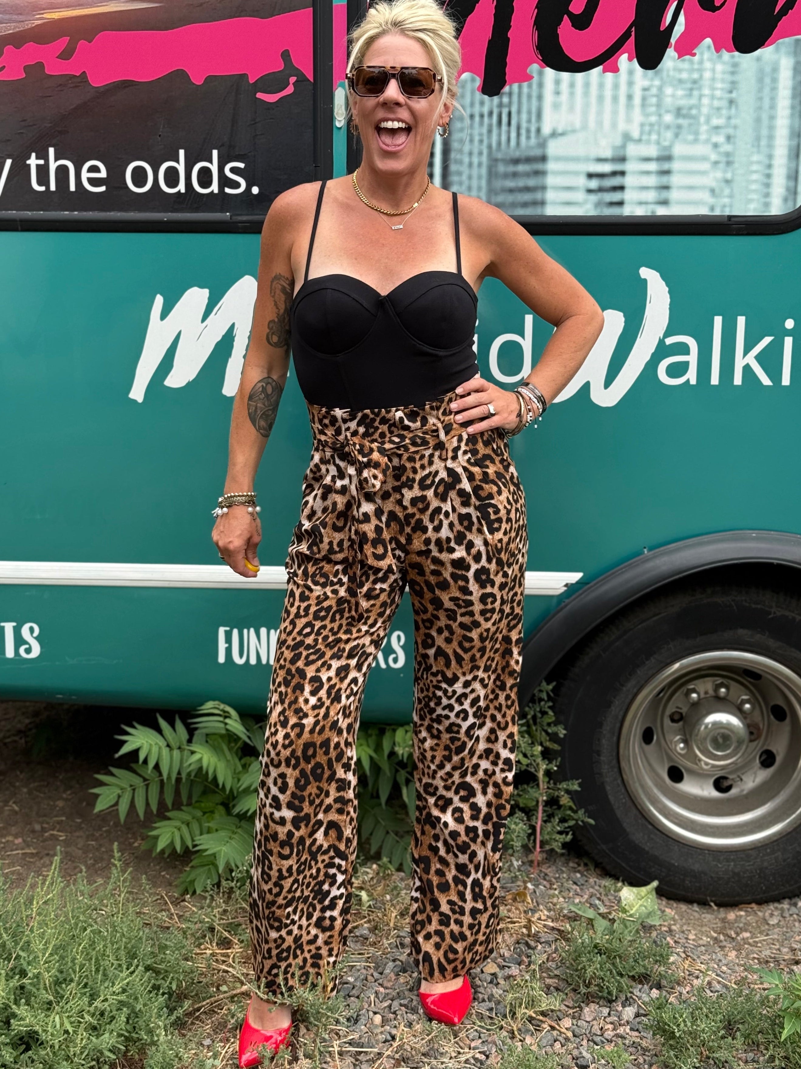 High Rise Leopard Pants