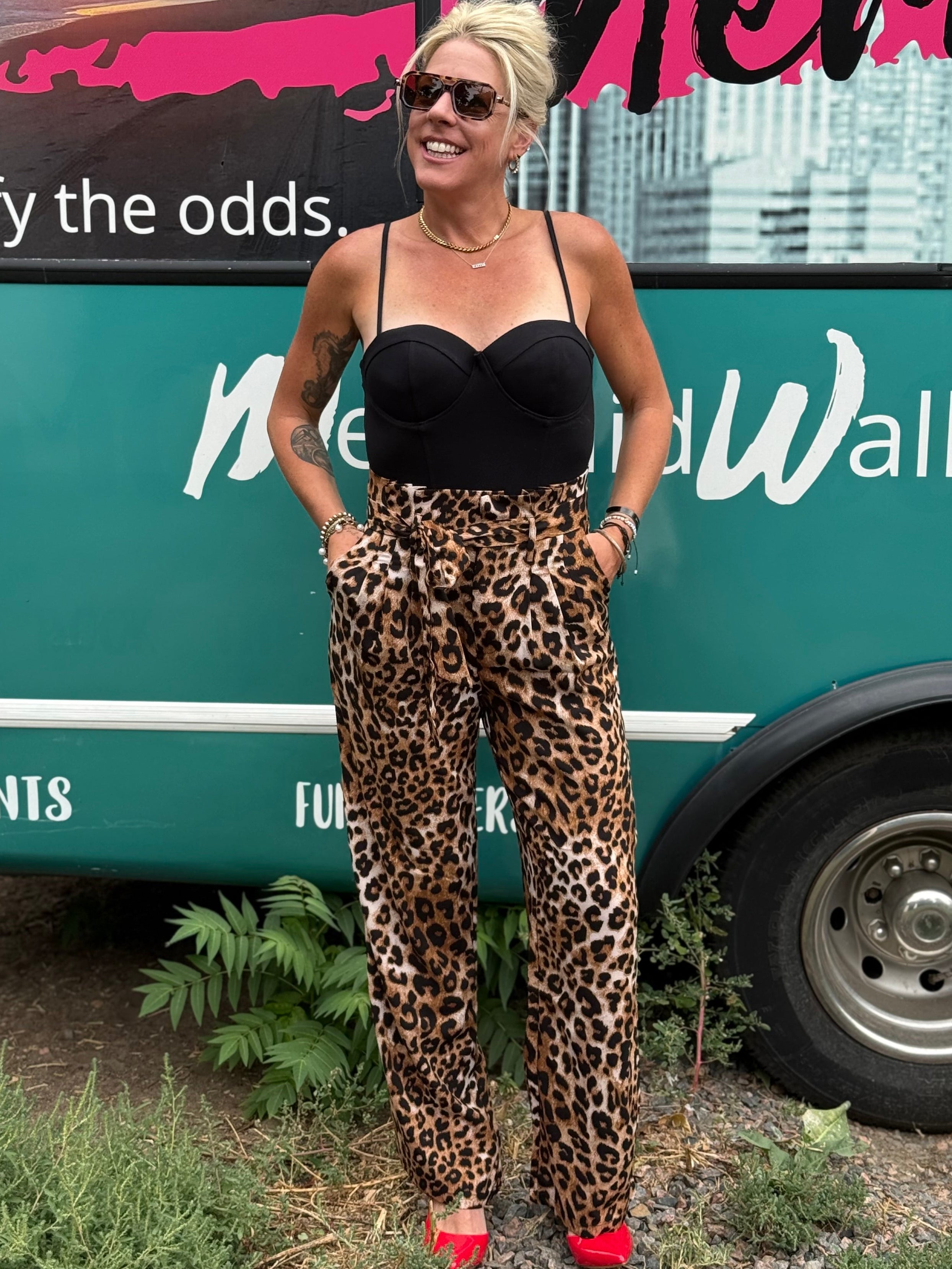 High Rise Leopard Pants