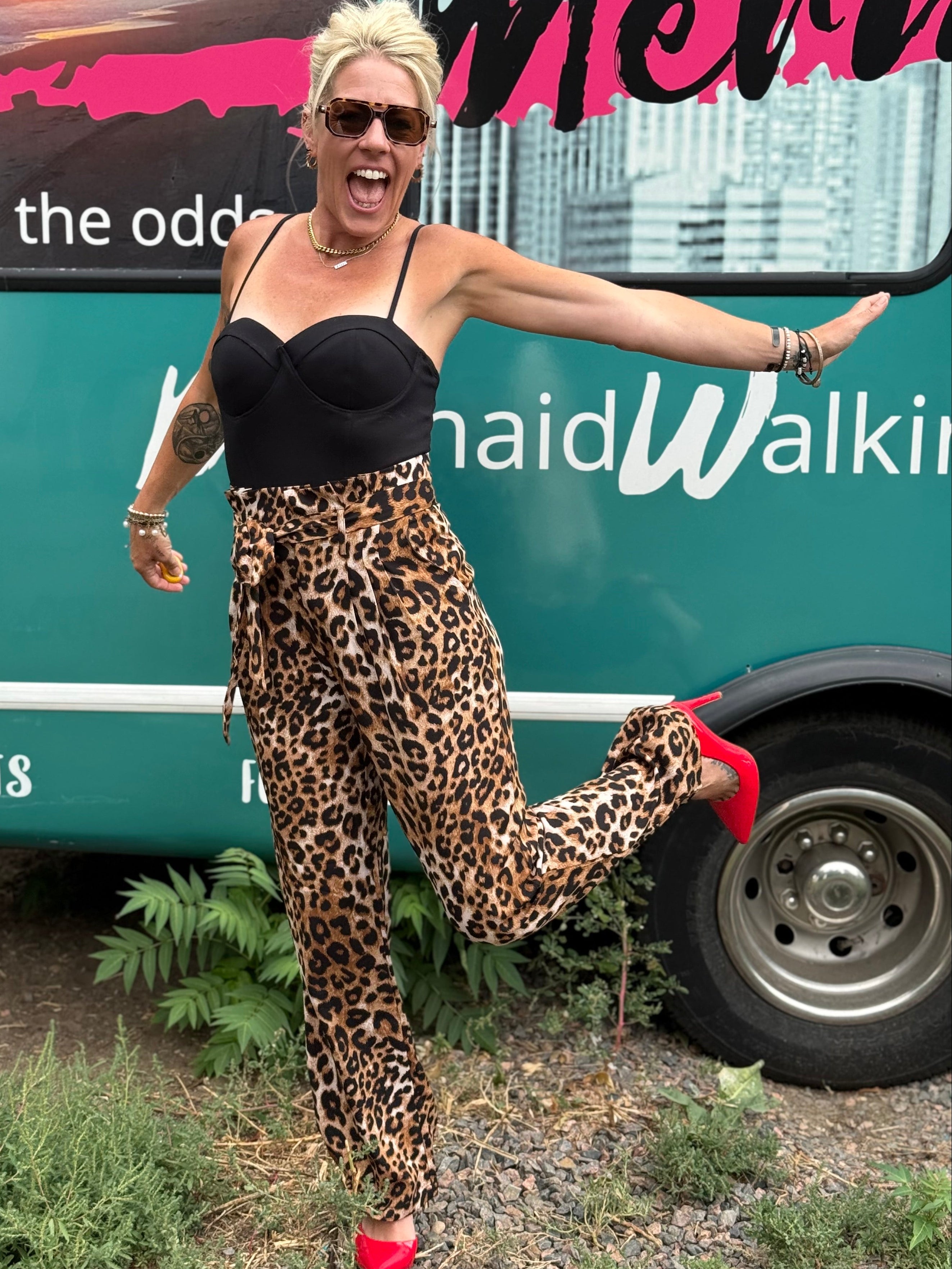 High Rise Leopard Pants