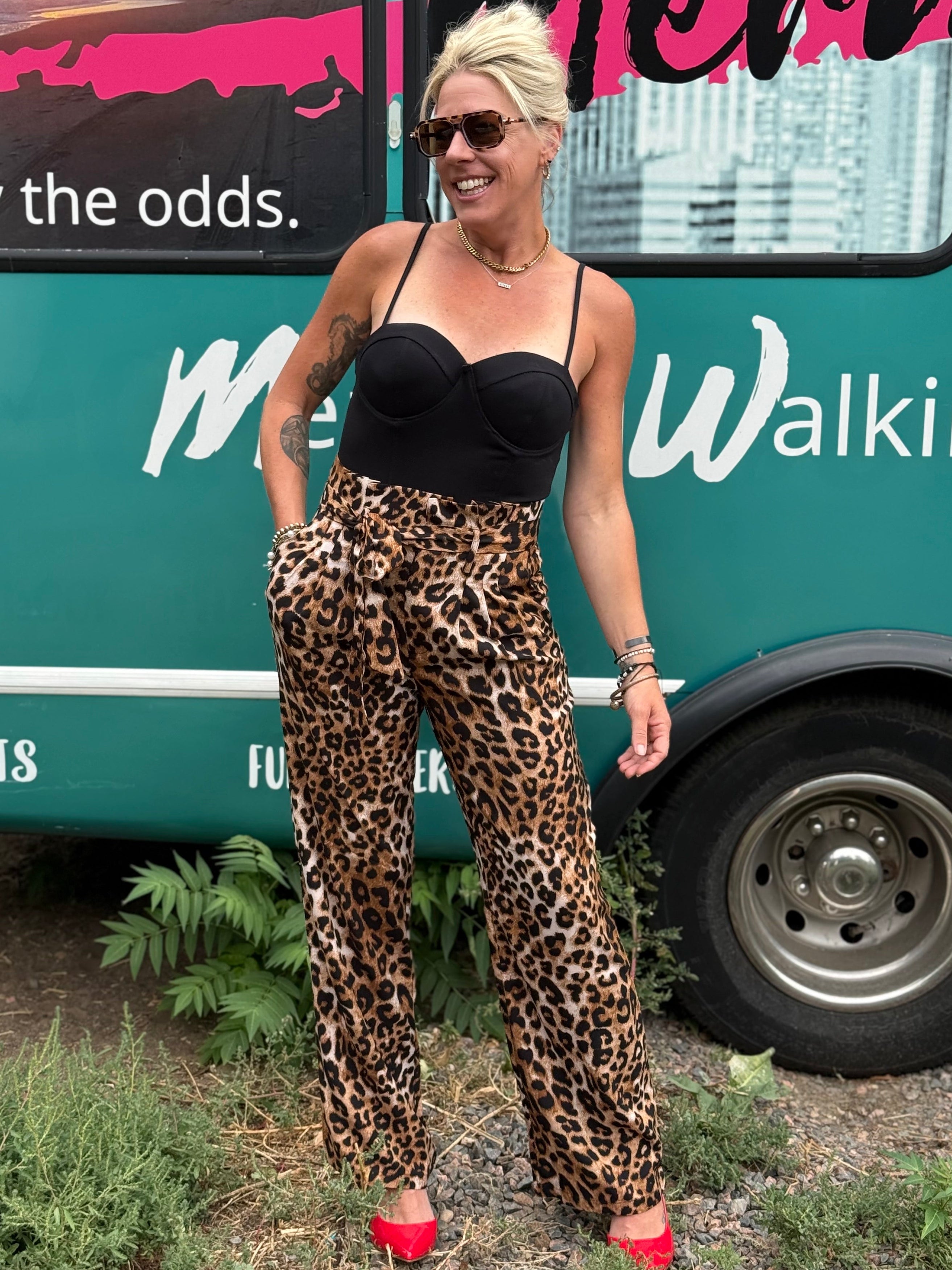 High Rise Leopard Pants
