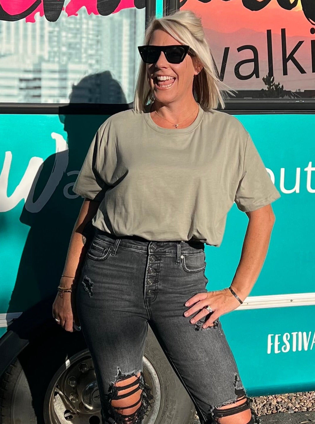 Mocked Tuck Top in Green