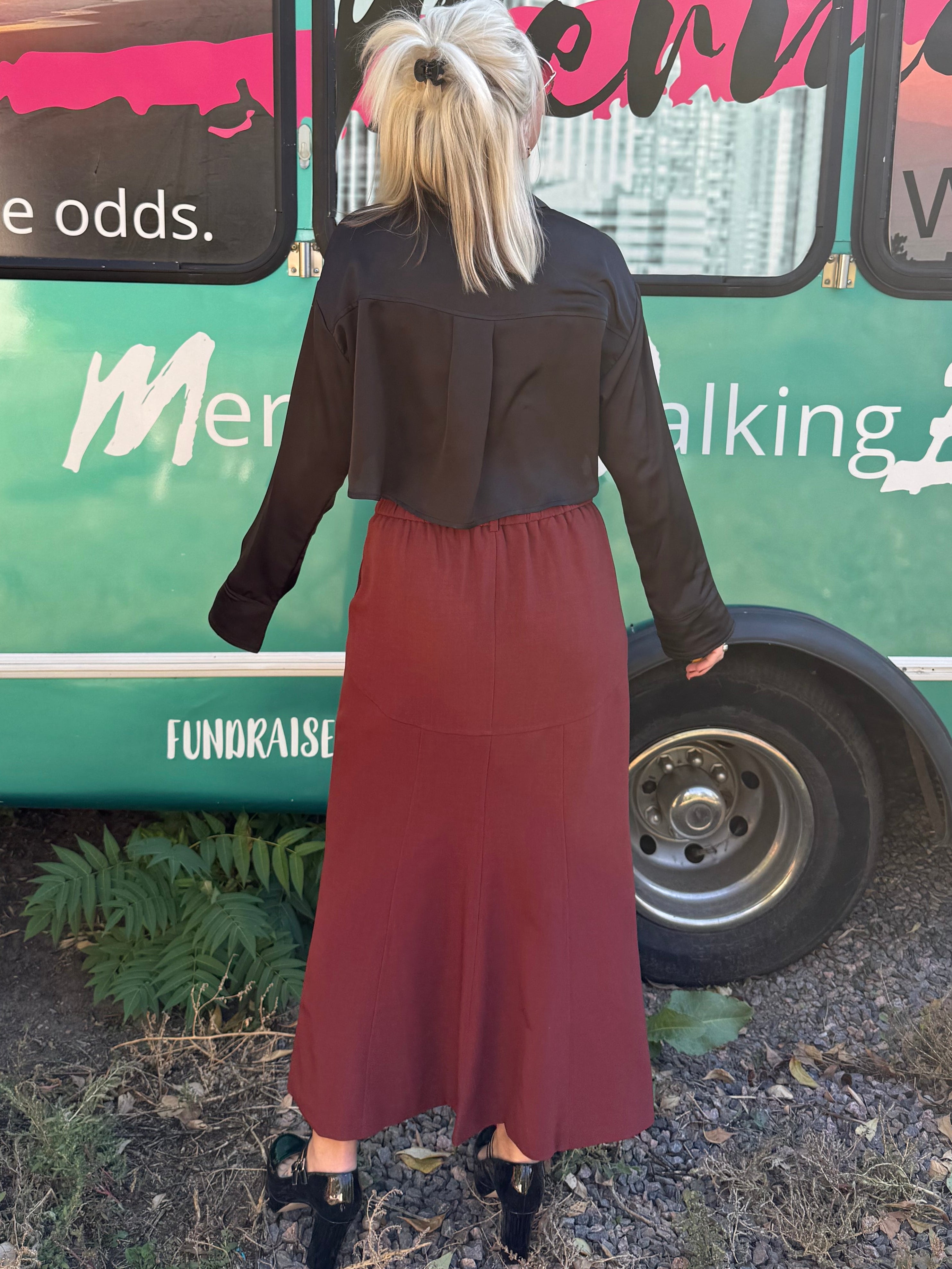 Winslet Midi Skirt in Burgandy