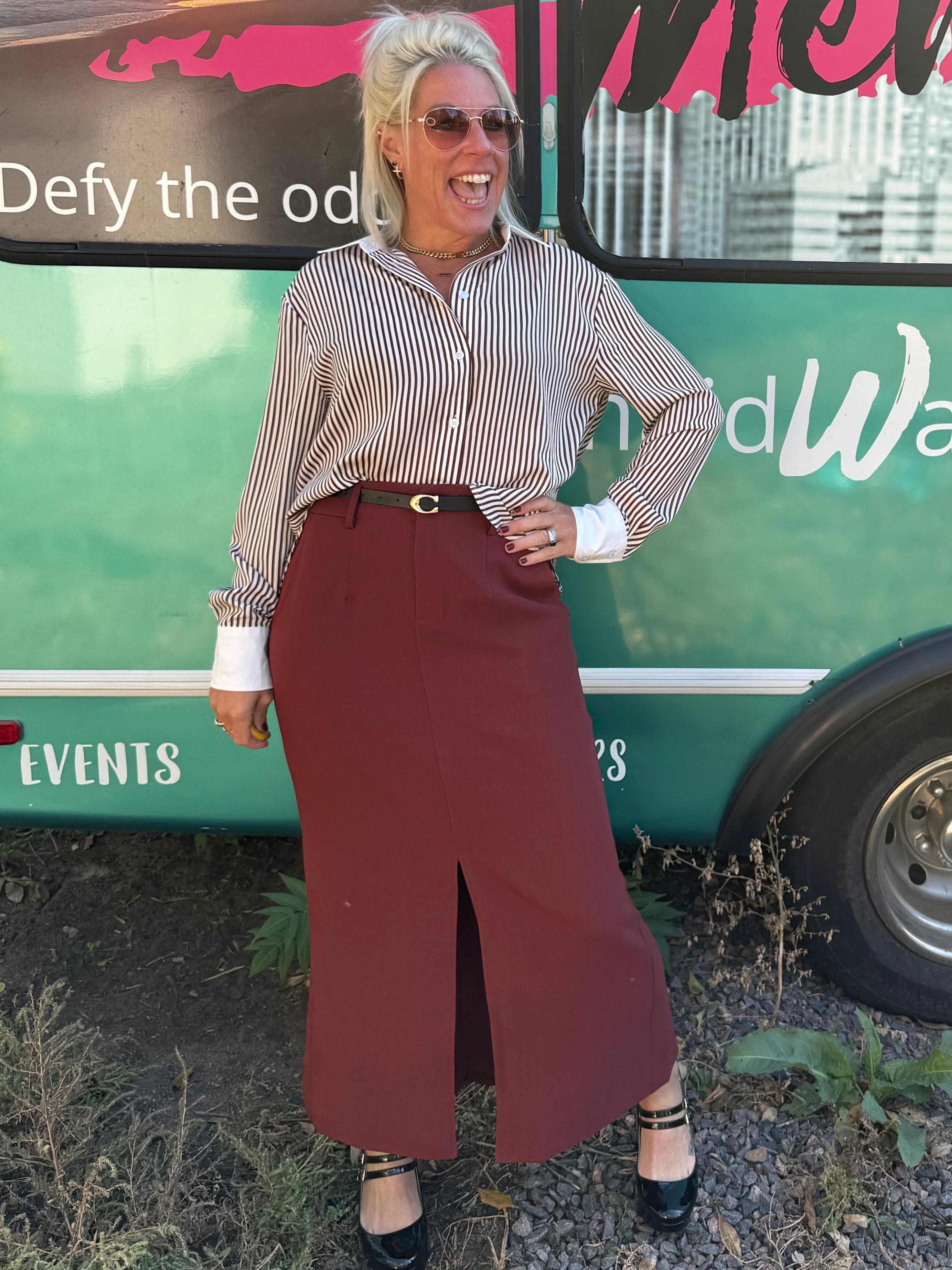 Briar Stripe Blouse in Brown