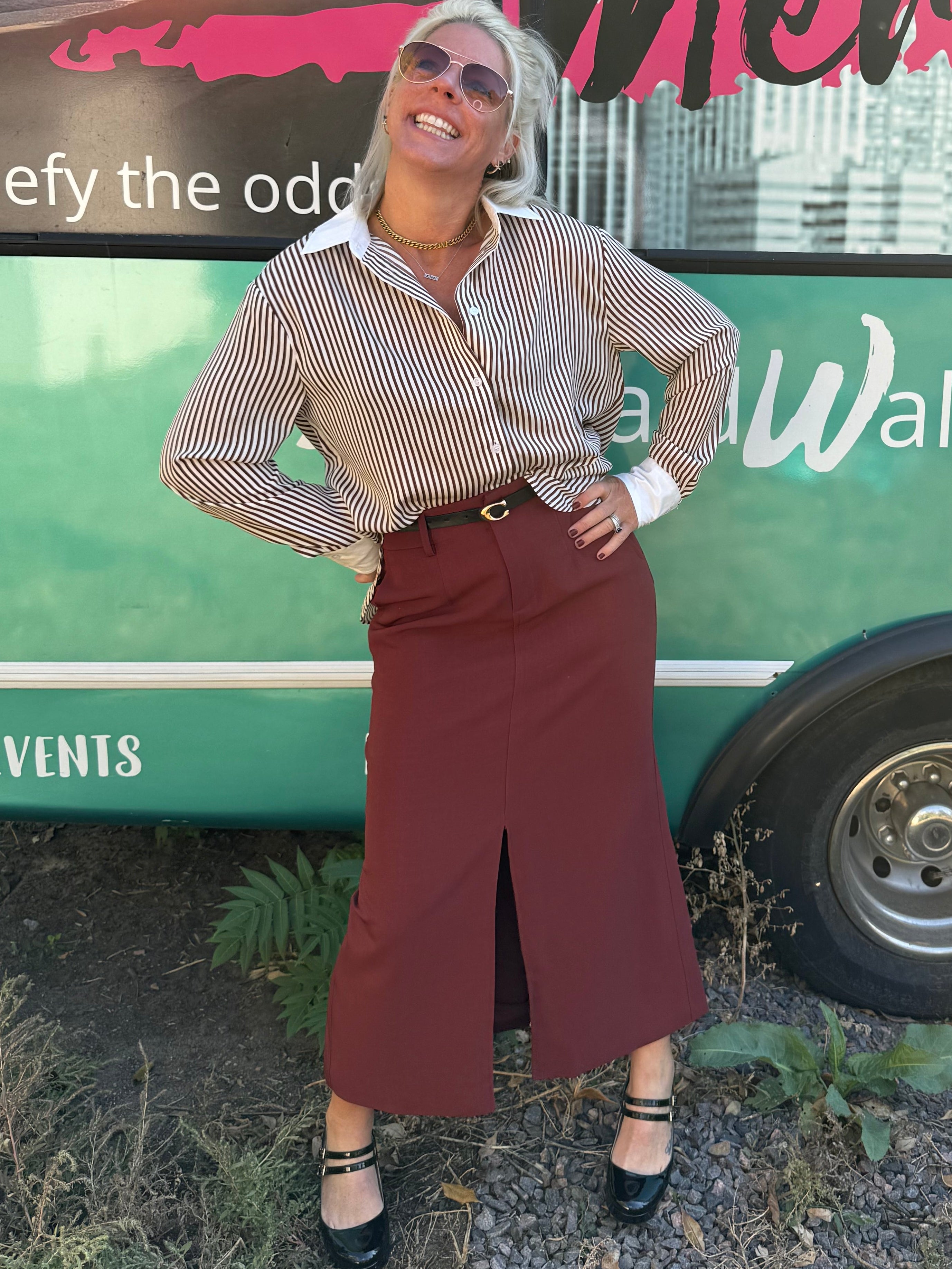 Winslet Midi Skirt in Burgandy