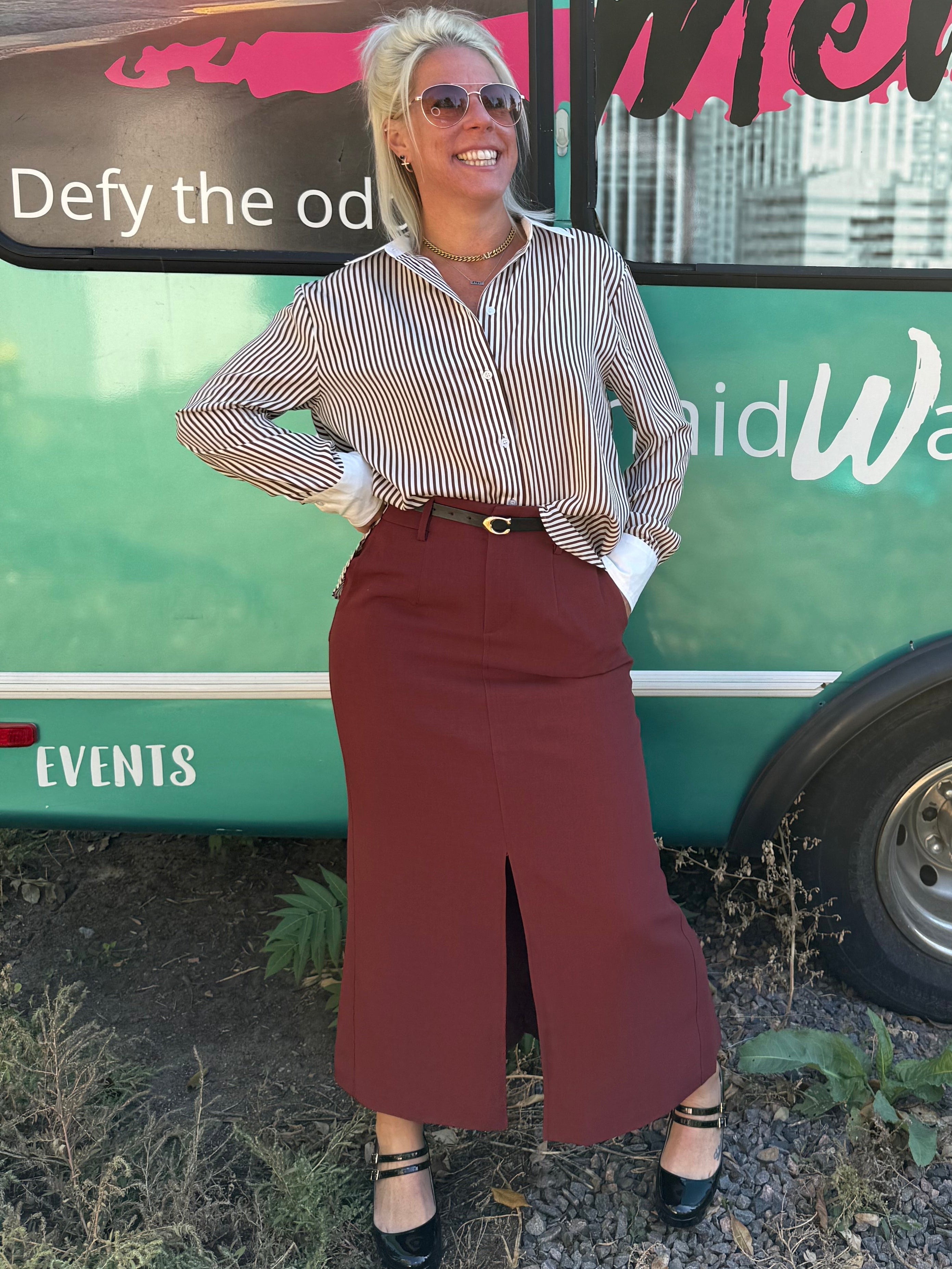 Briar Stripe Blouse in Brown