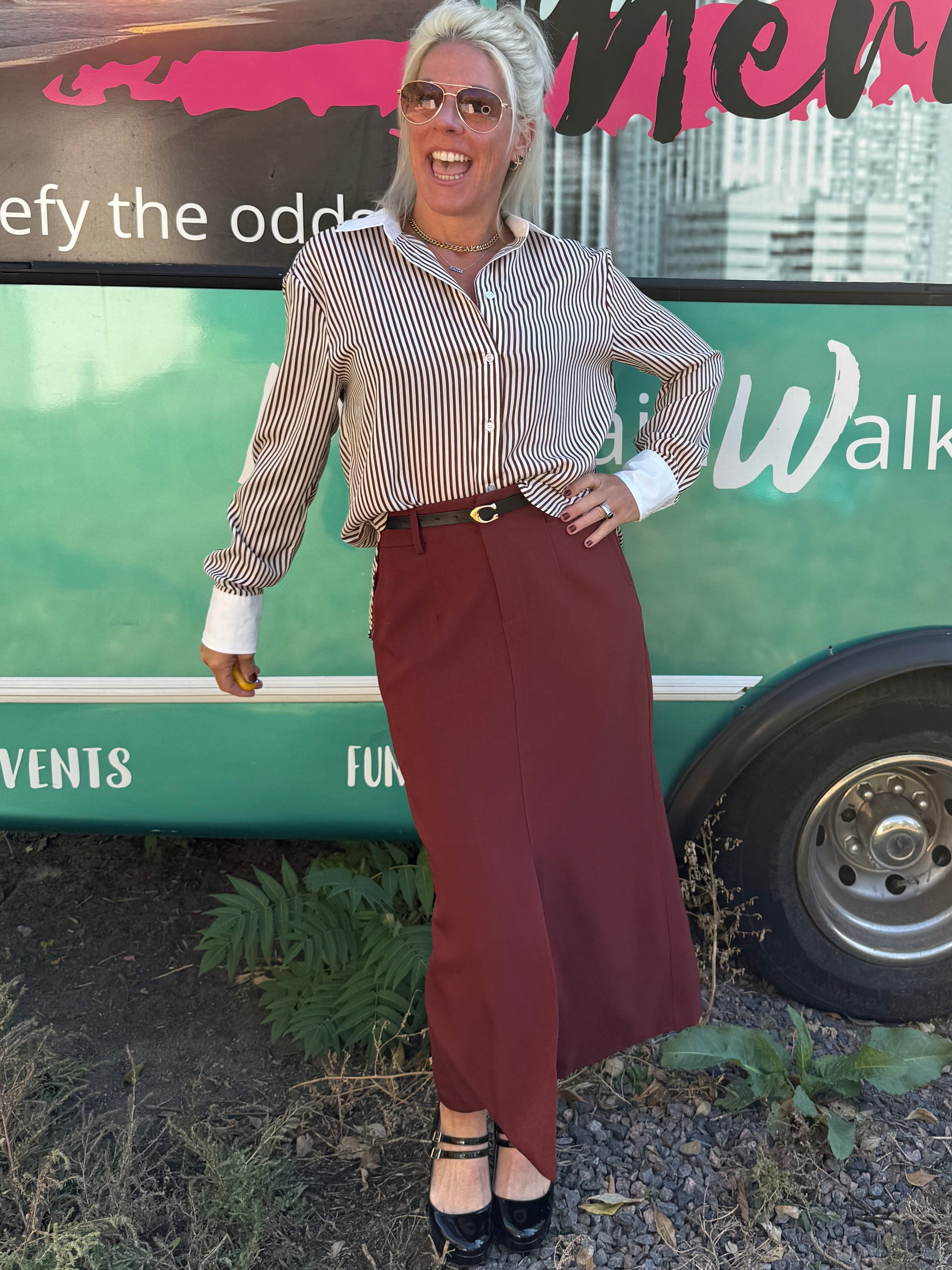 Winslet Midi Skirt in Burgandy