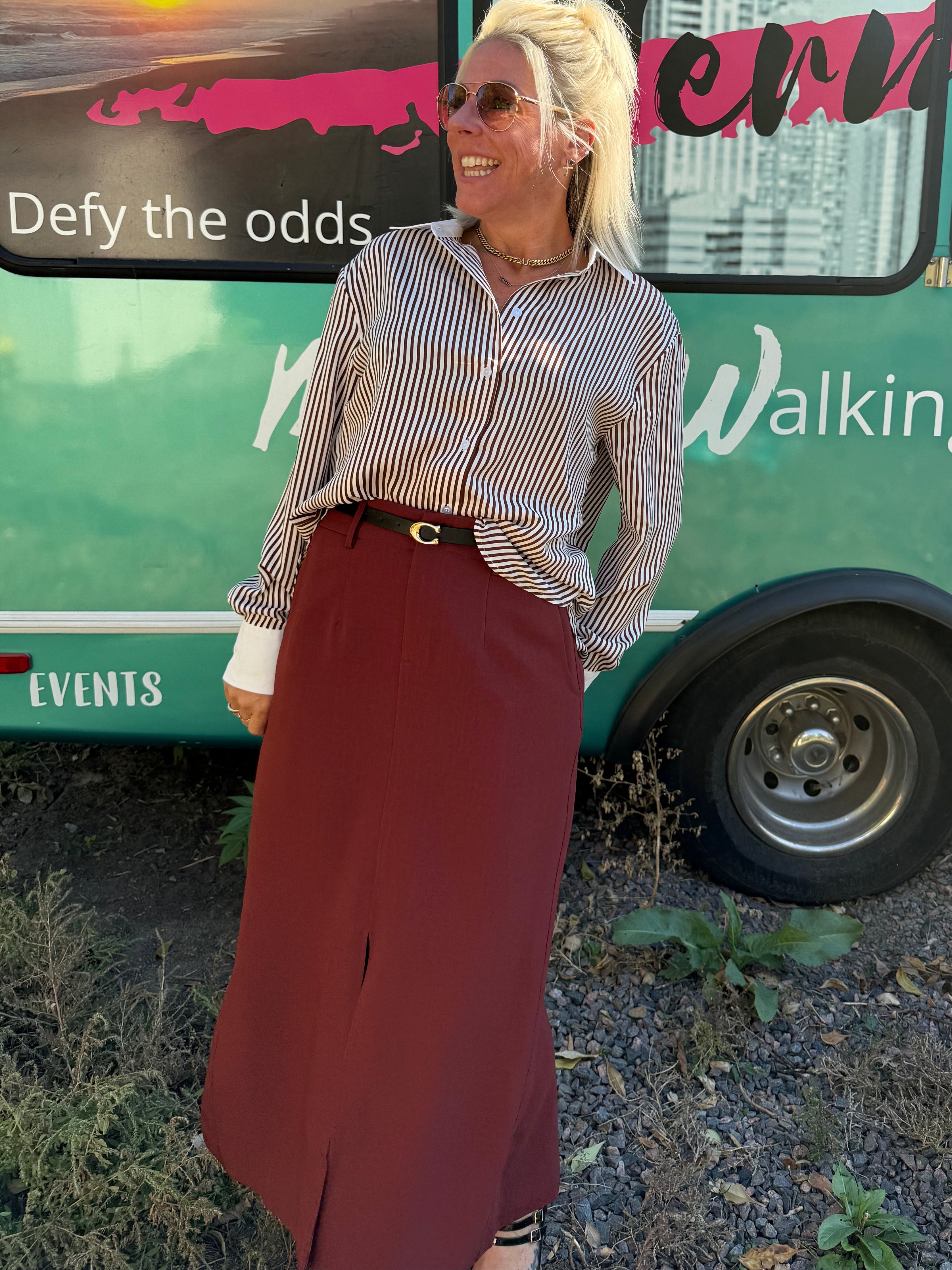 Briar Stripe Blouse in Brown