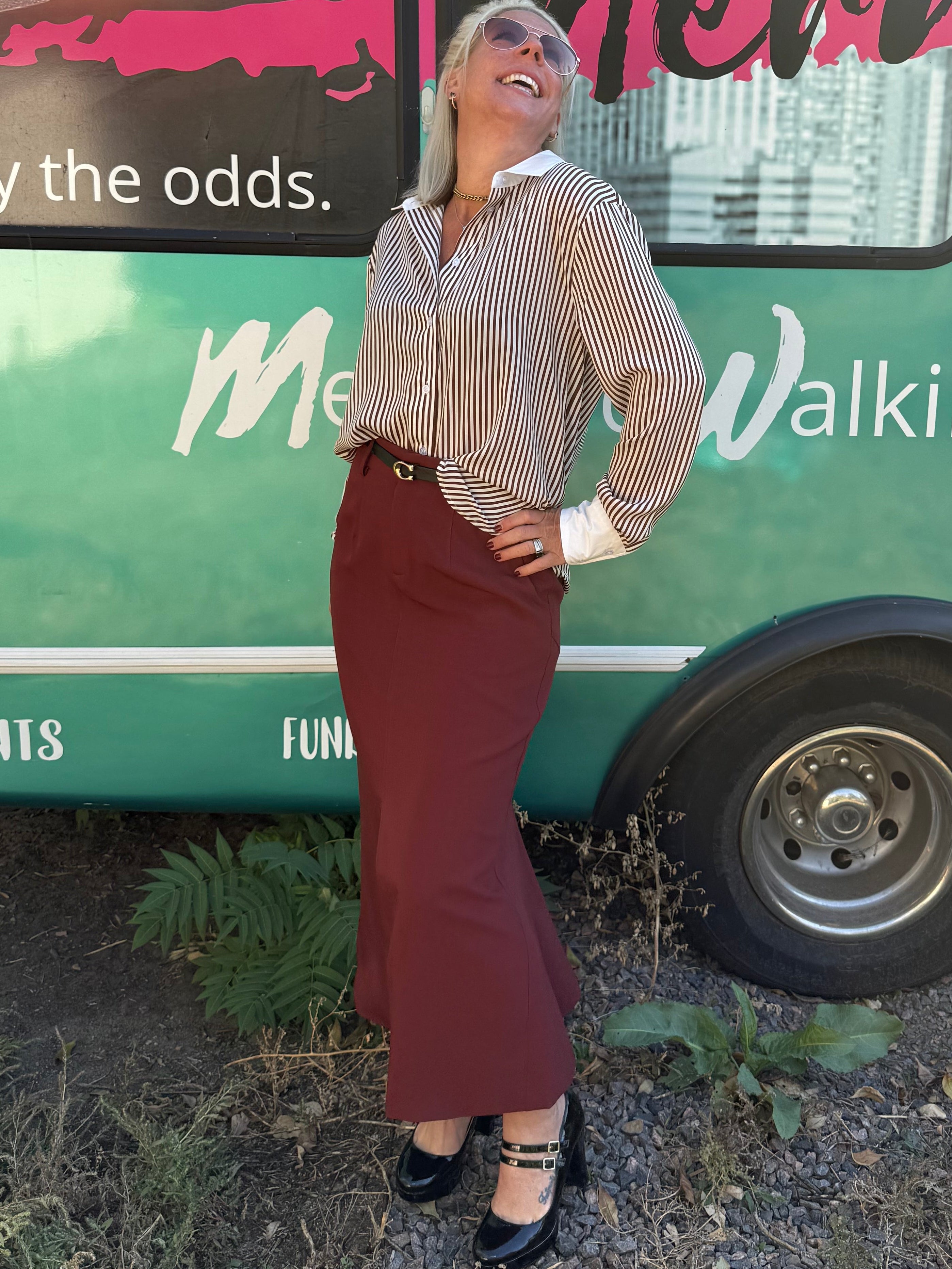 Briar Stripe Blouse in Brown