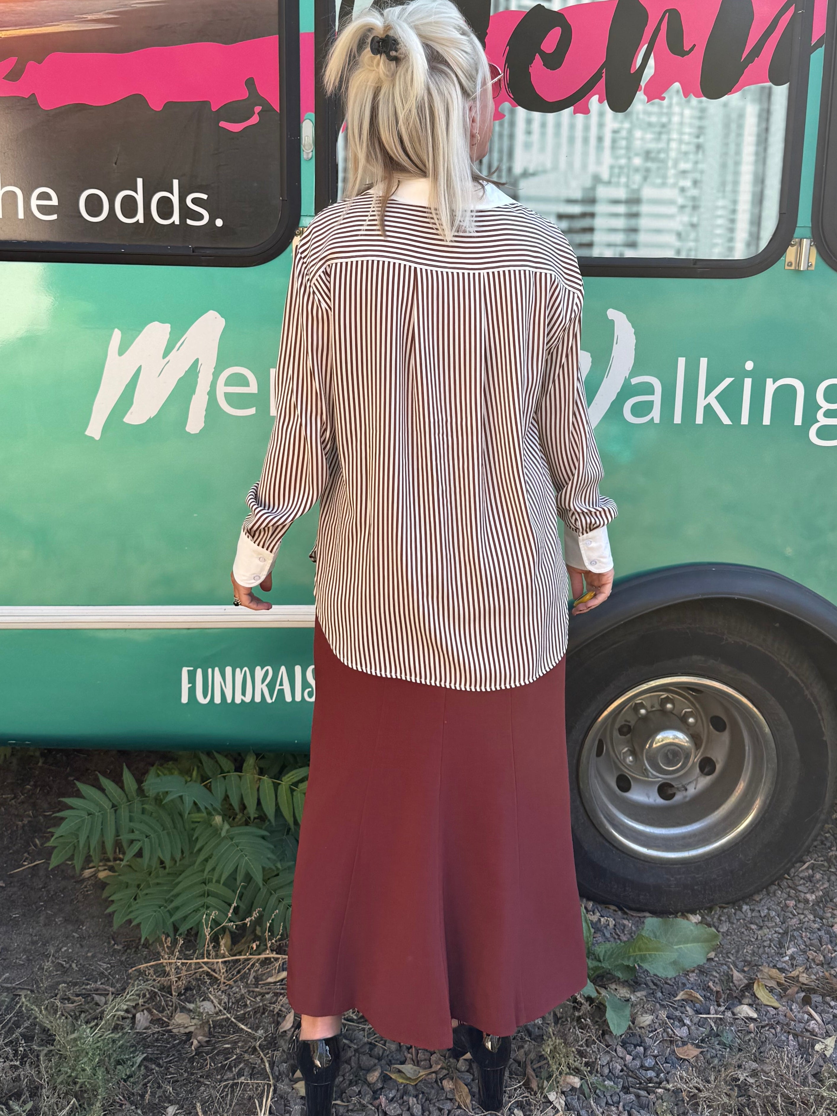 Briar Stripe Blouse in Brown
