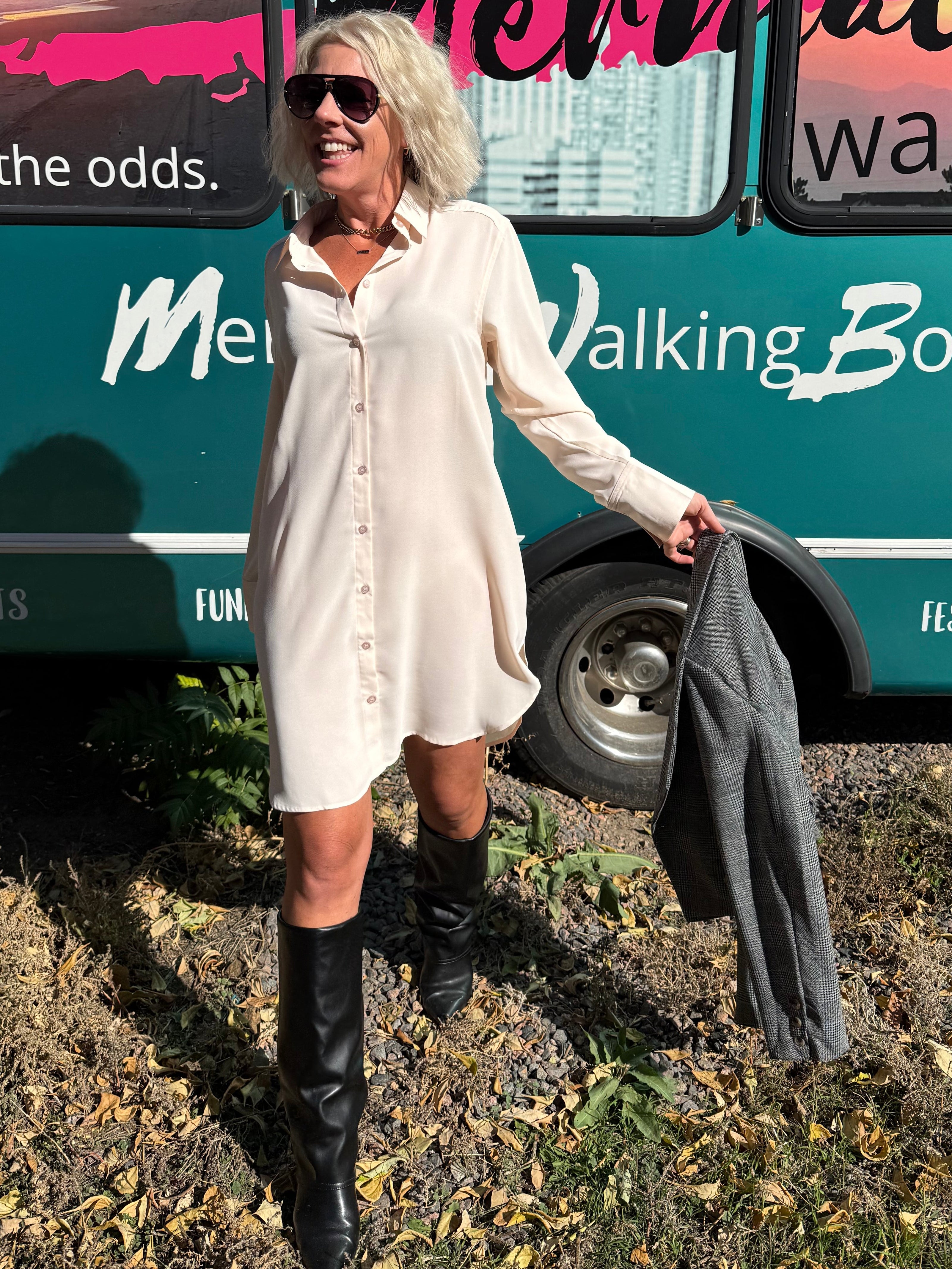 Beckett Shirt Dress in Cream