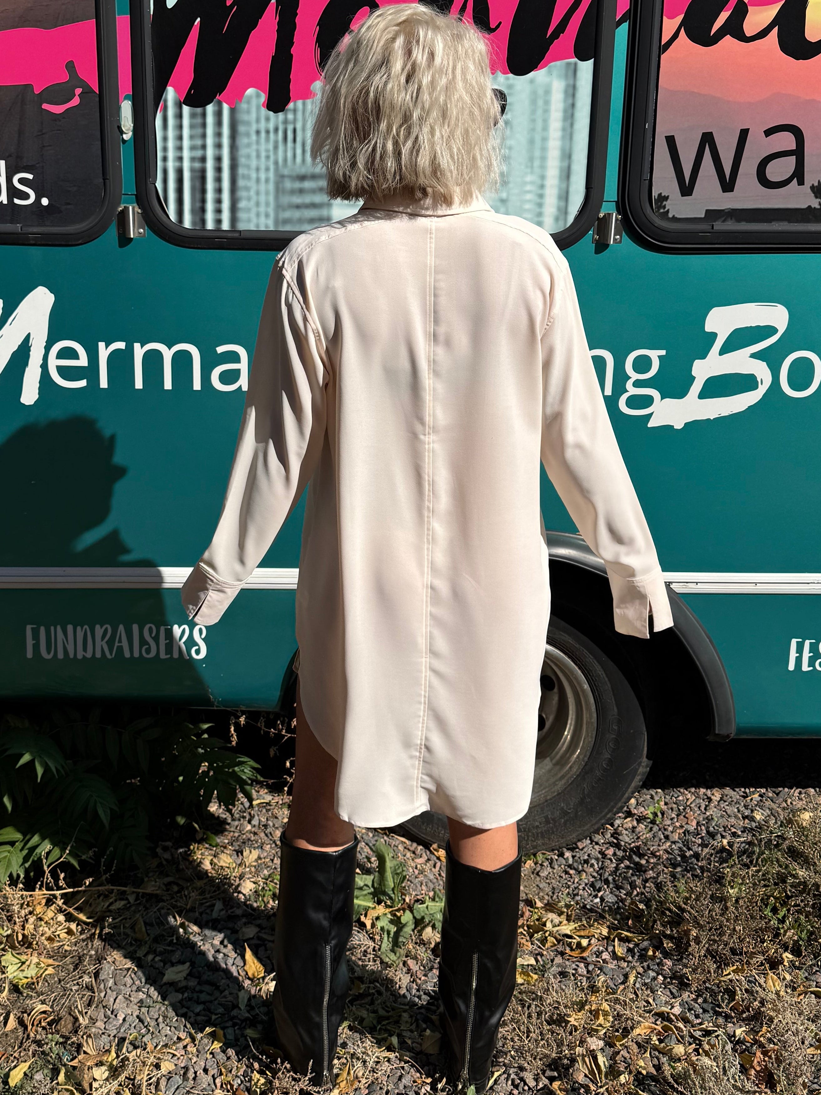 Beckett Shirt Dress in Cream