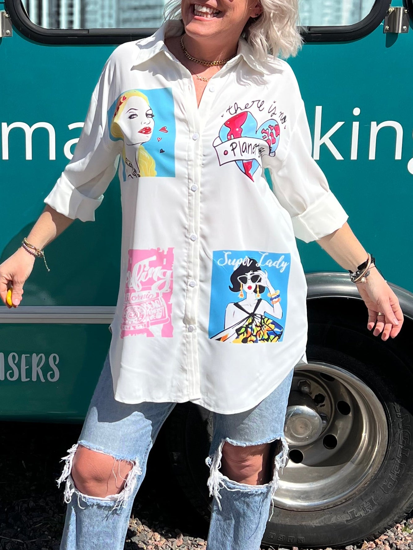 No Planet B Button Up