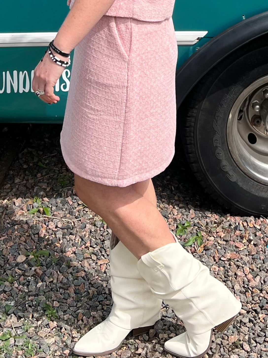 Pink Tweed Pencil Skirt