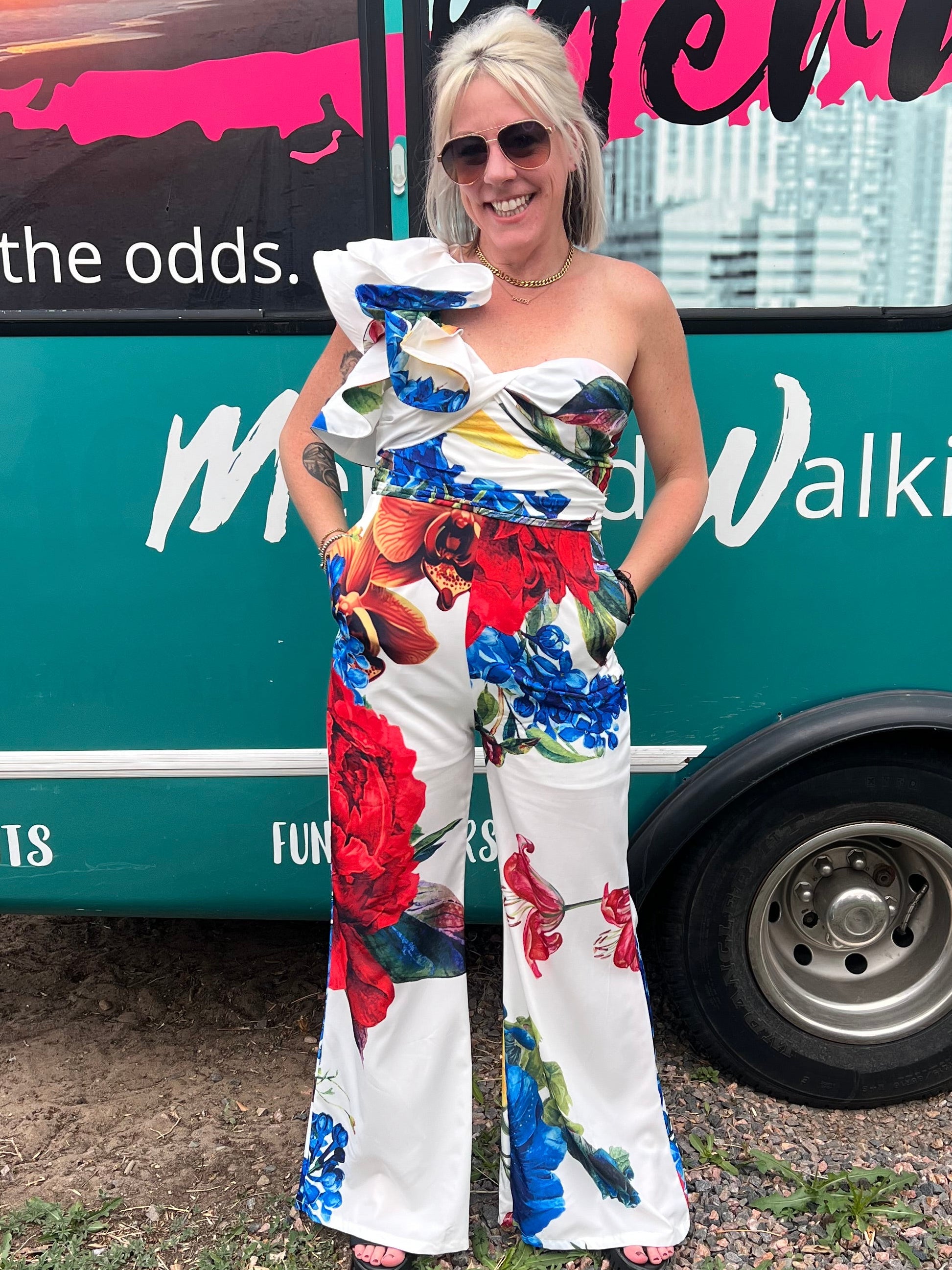 Bloom Boldly One Shoulder Jumpsuit