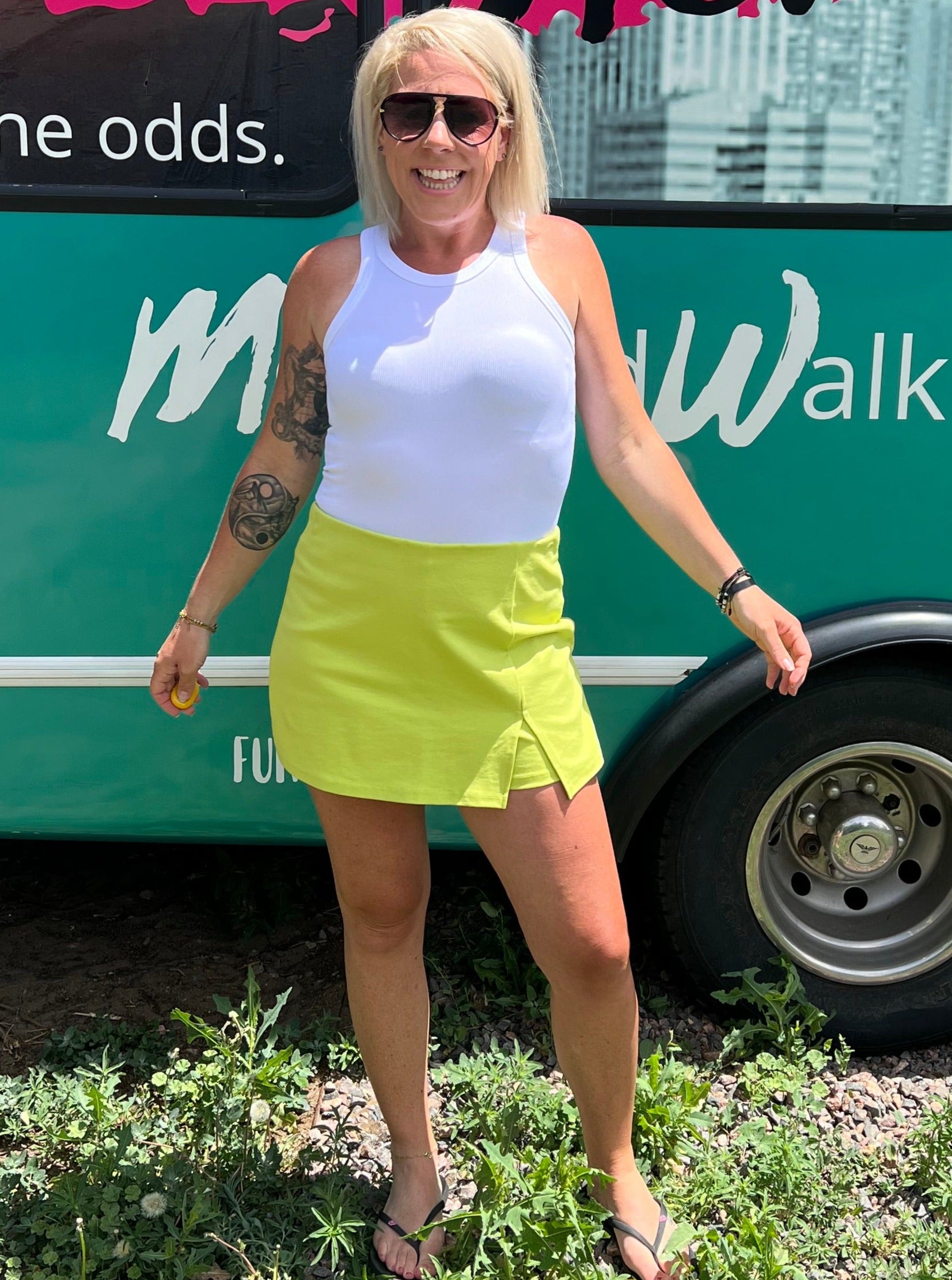 Chartreuse Skort