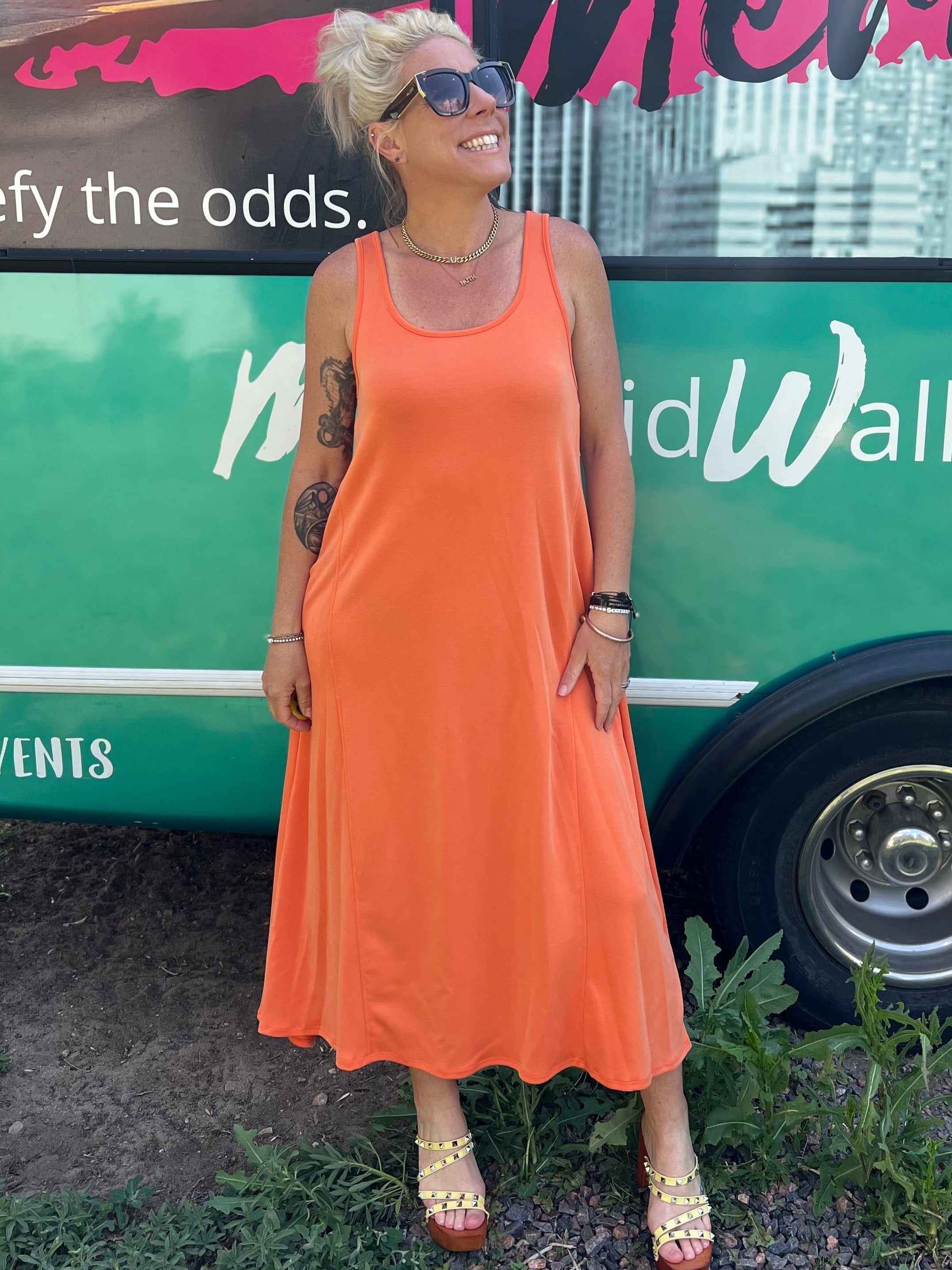 Sumptuous Swing Dress in Tangerine