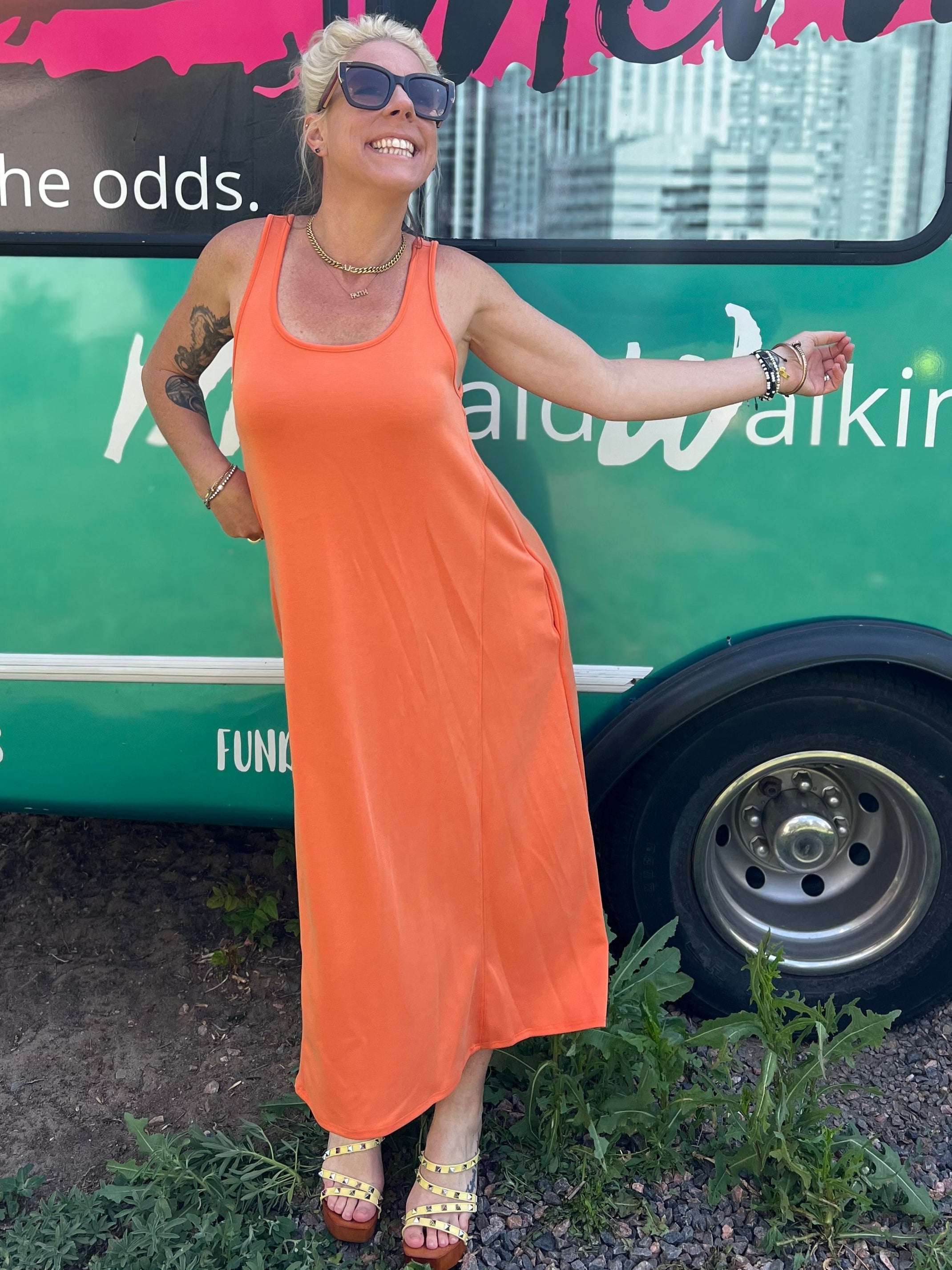 Sumptuous Swing Dress in Tangerine
