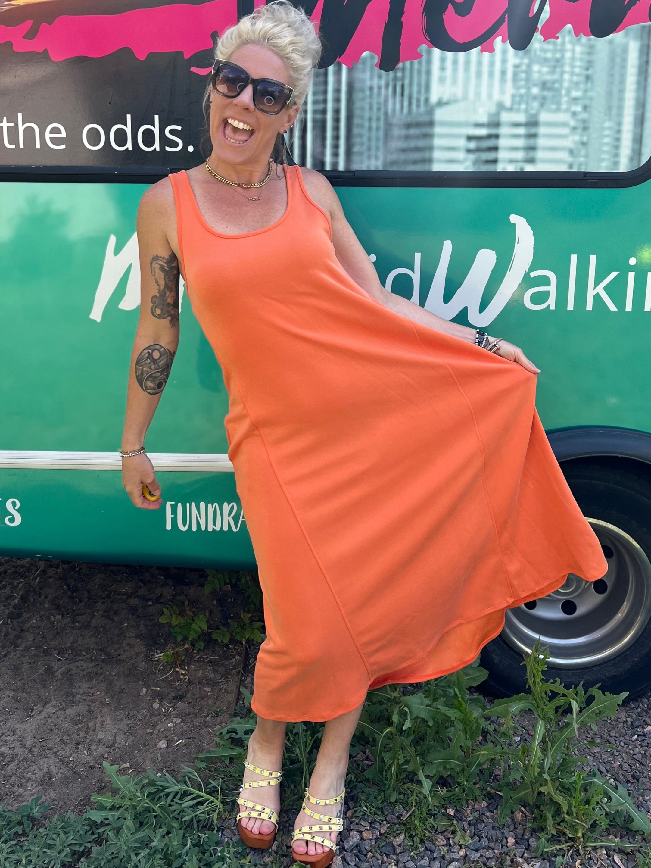 Sumptuous Swing Dress in Tangerine