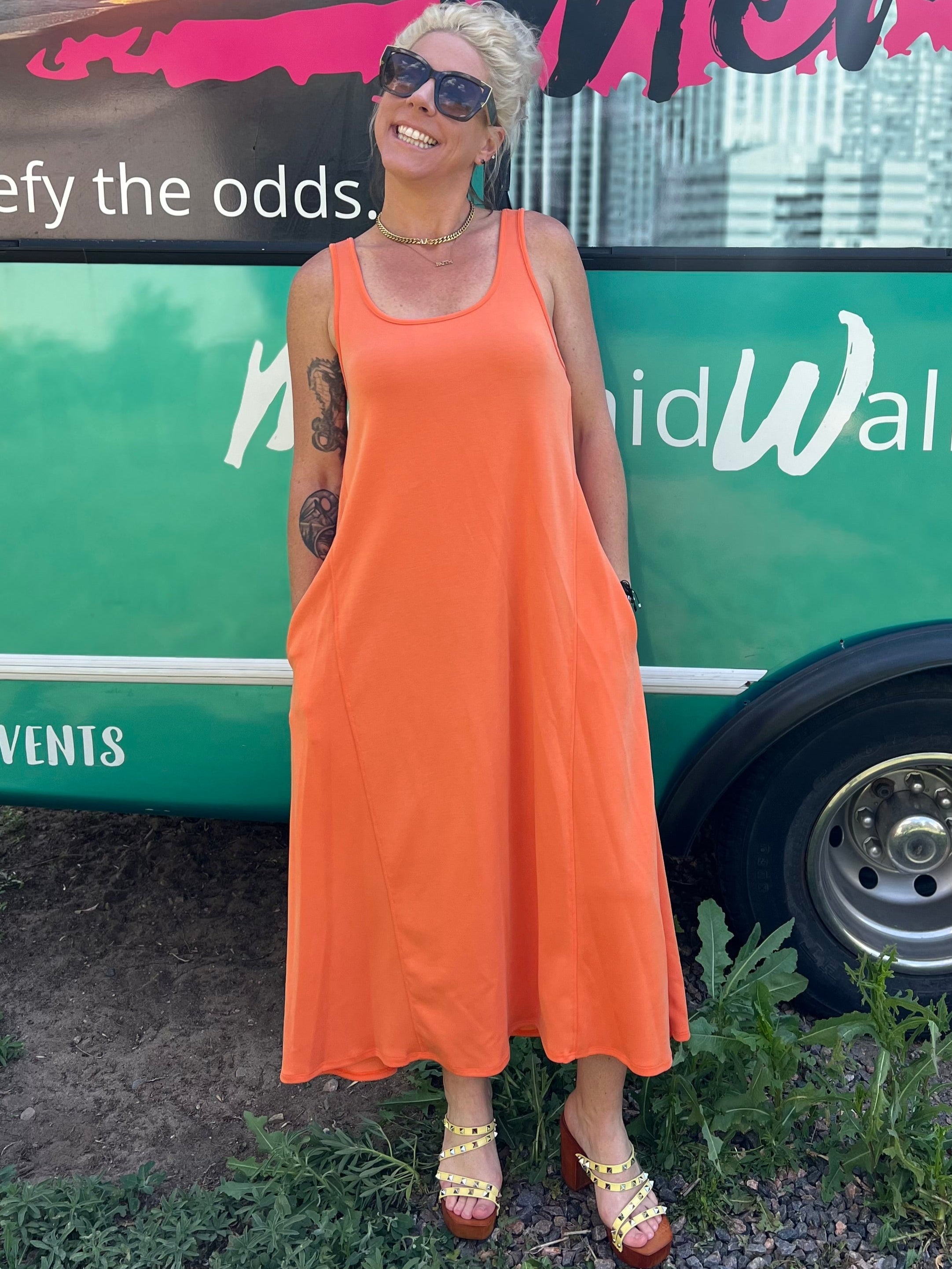 Sumptuous Swing Dress in Tangerine