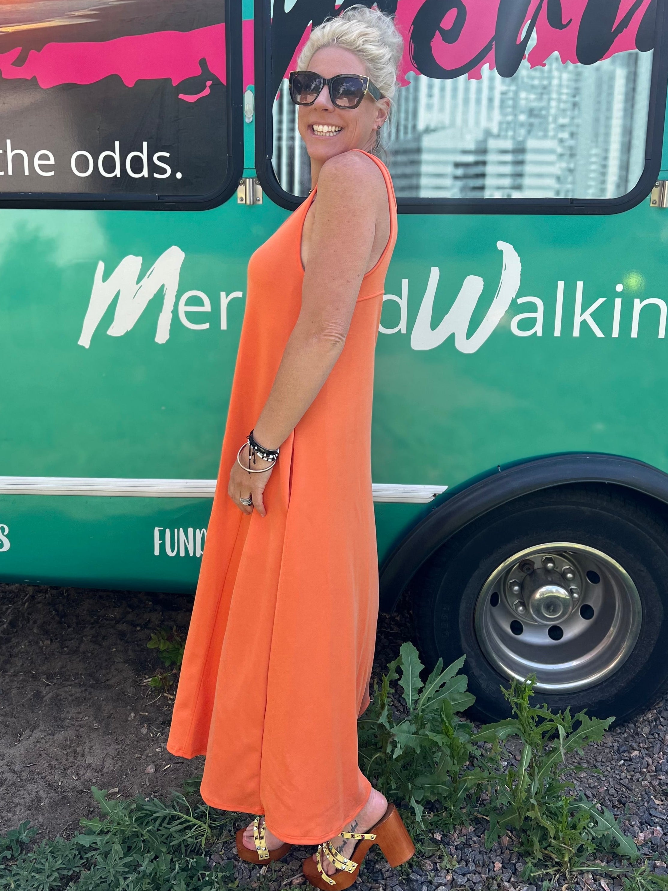 Sumptuous Swing Dress in Tangerine
