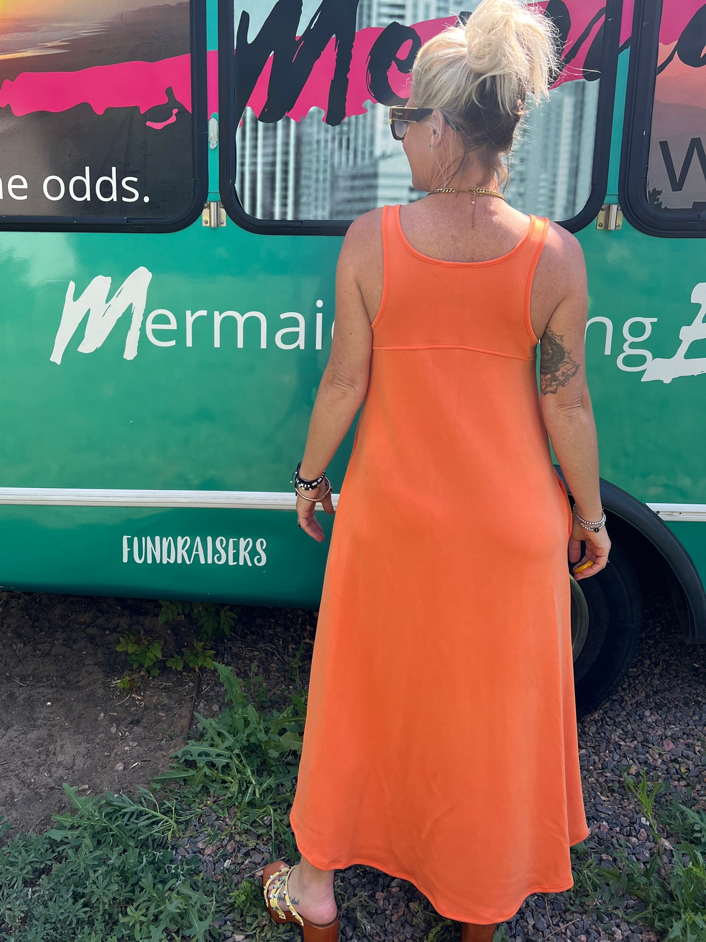 Sumptuous Swing Dress in Tangerine