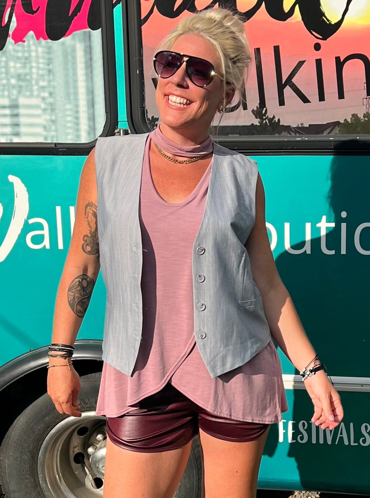 Choker Neck Crossover Tank Top