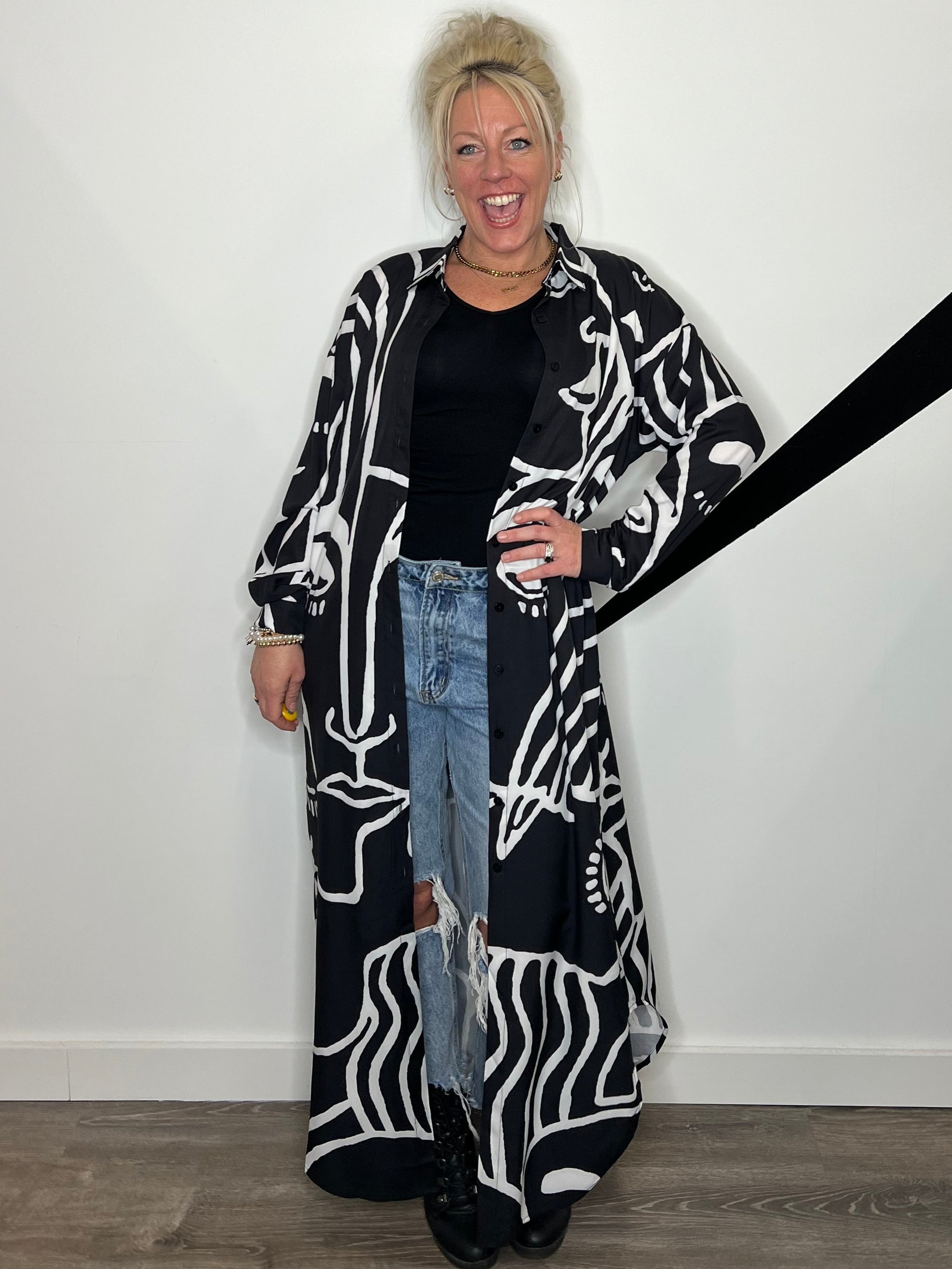 Artsy Faces Button Up Dress or Duster