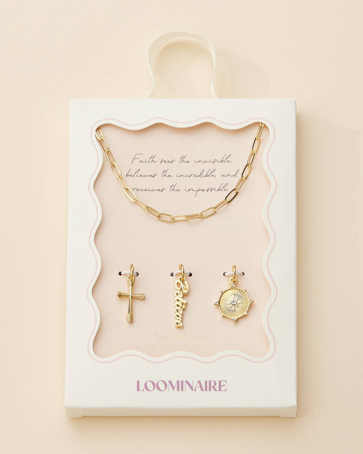 Cross, Believe, Compass Charm Necklace Kit
