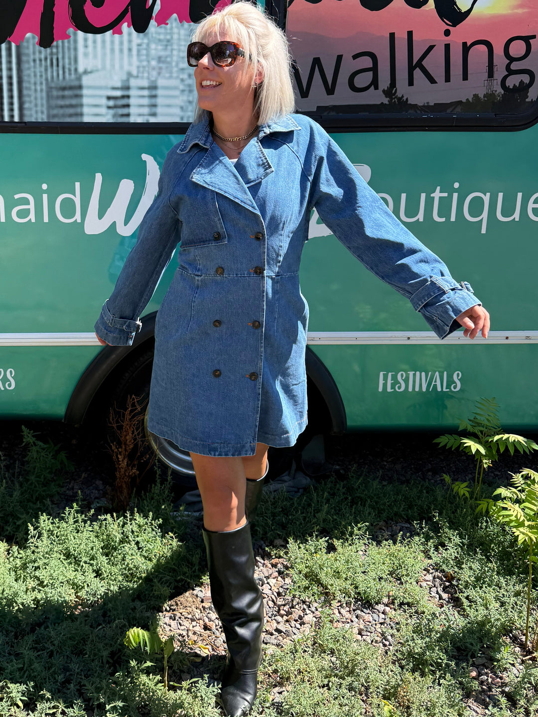 Denim Trench Dress Coat