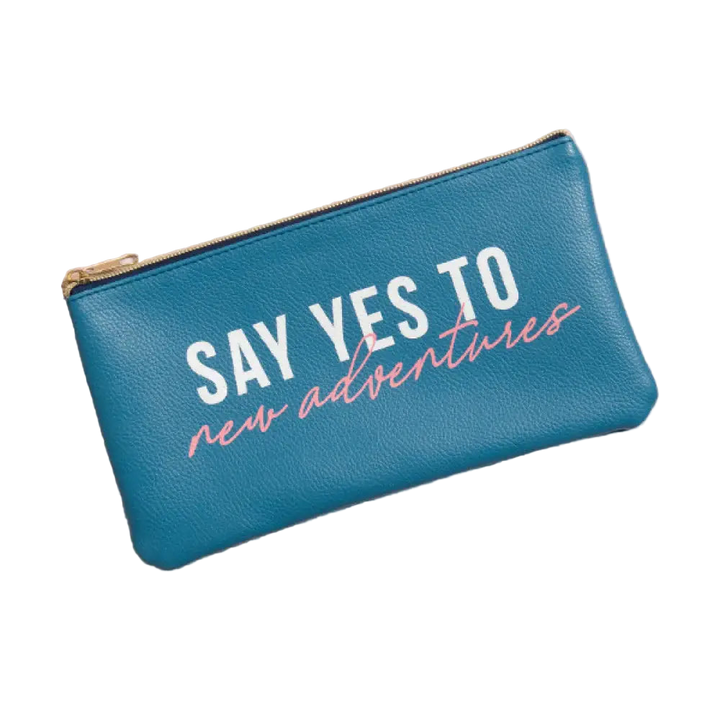 Teal pouch with &