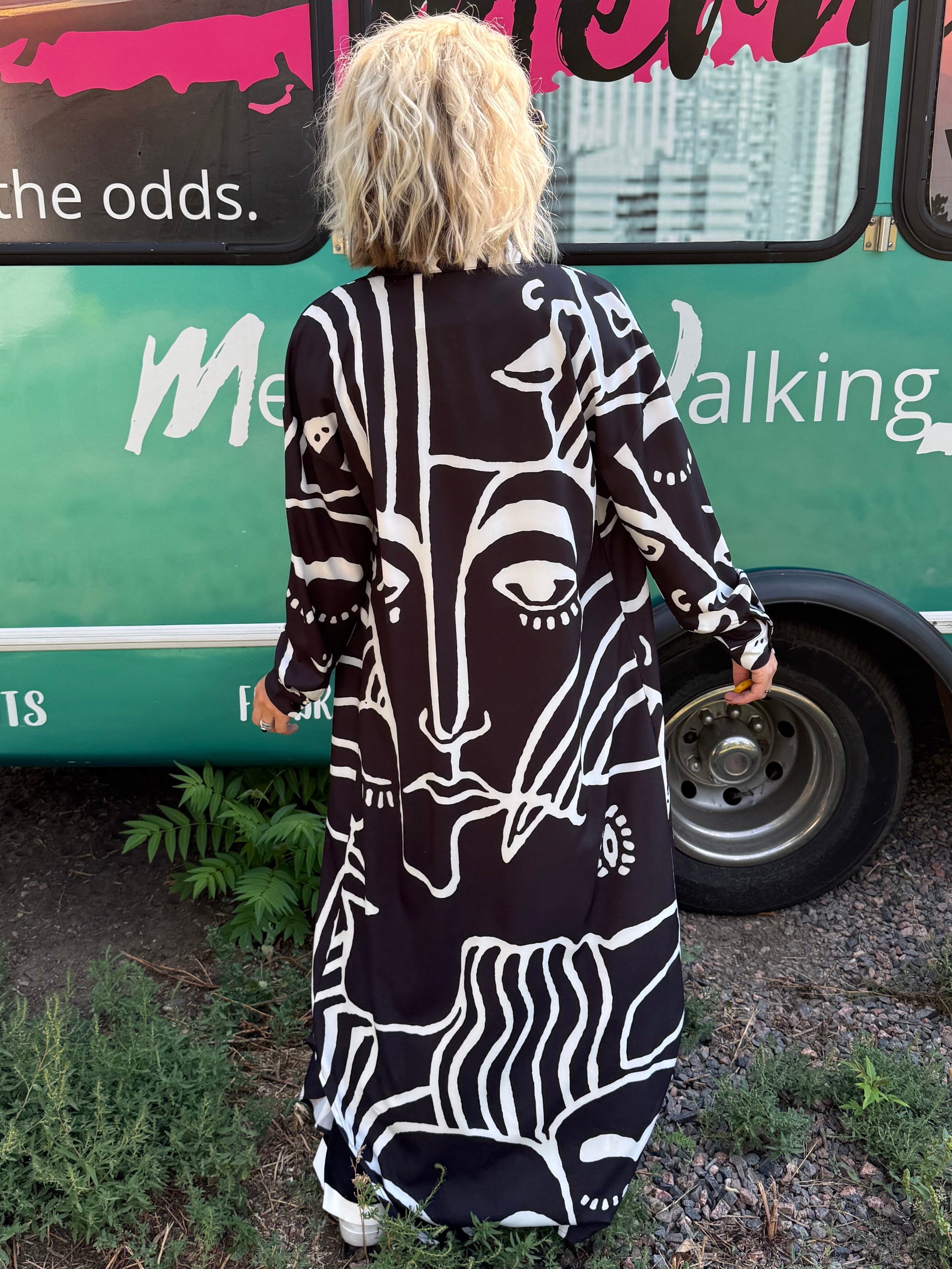 Artsy Faces Button Up Dress or Duster