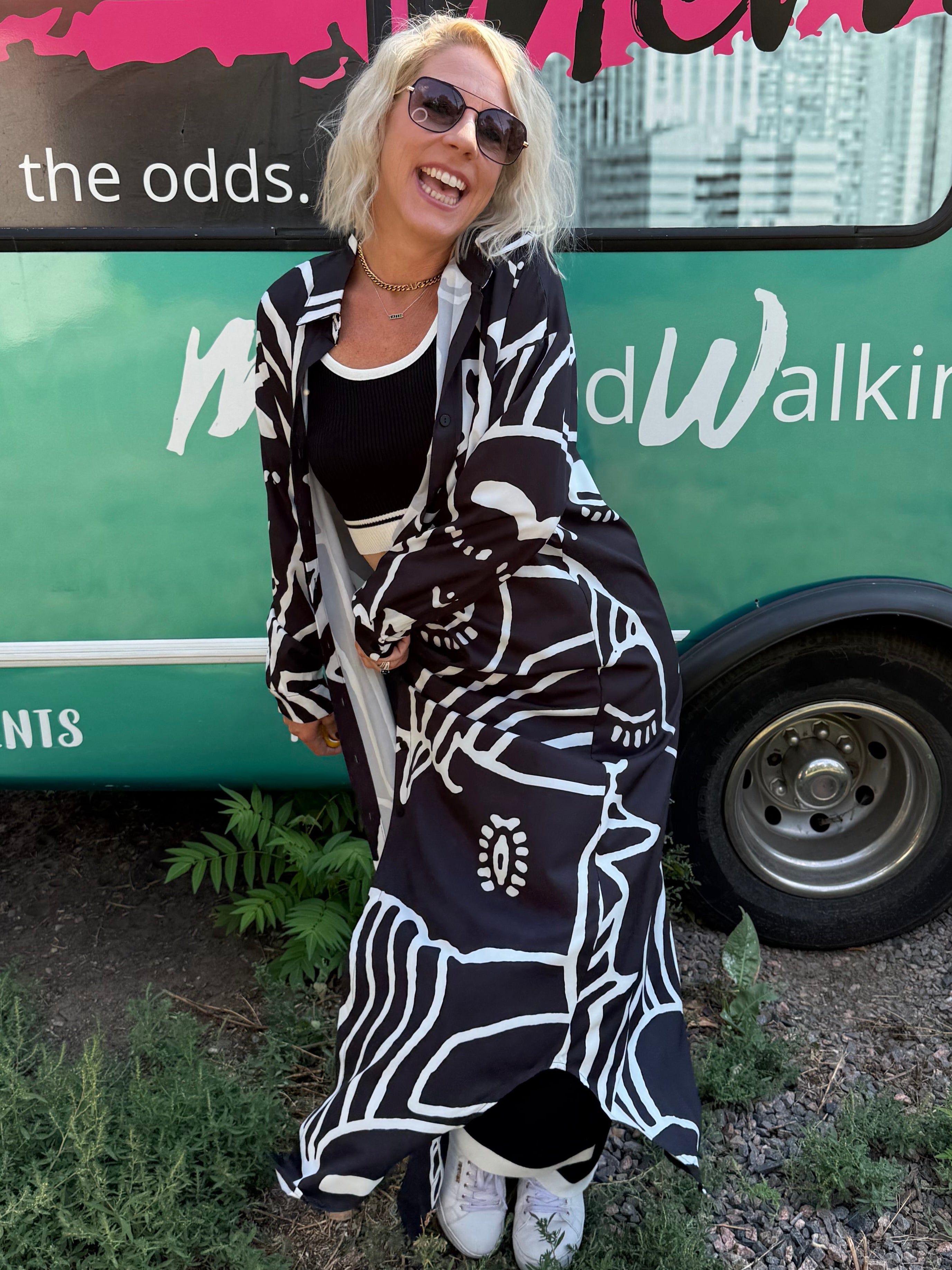 Artsy Faces Button Up Dress or Duster