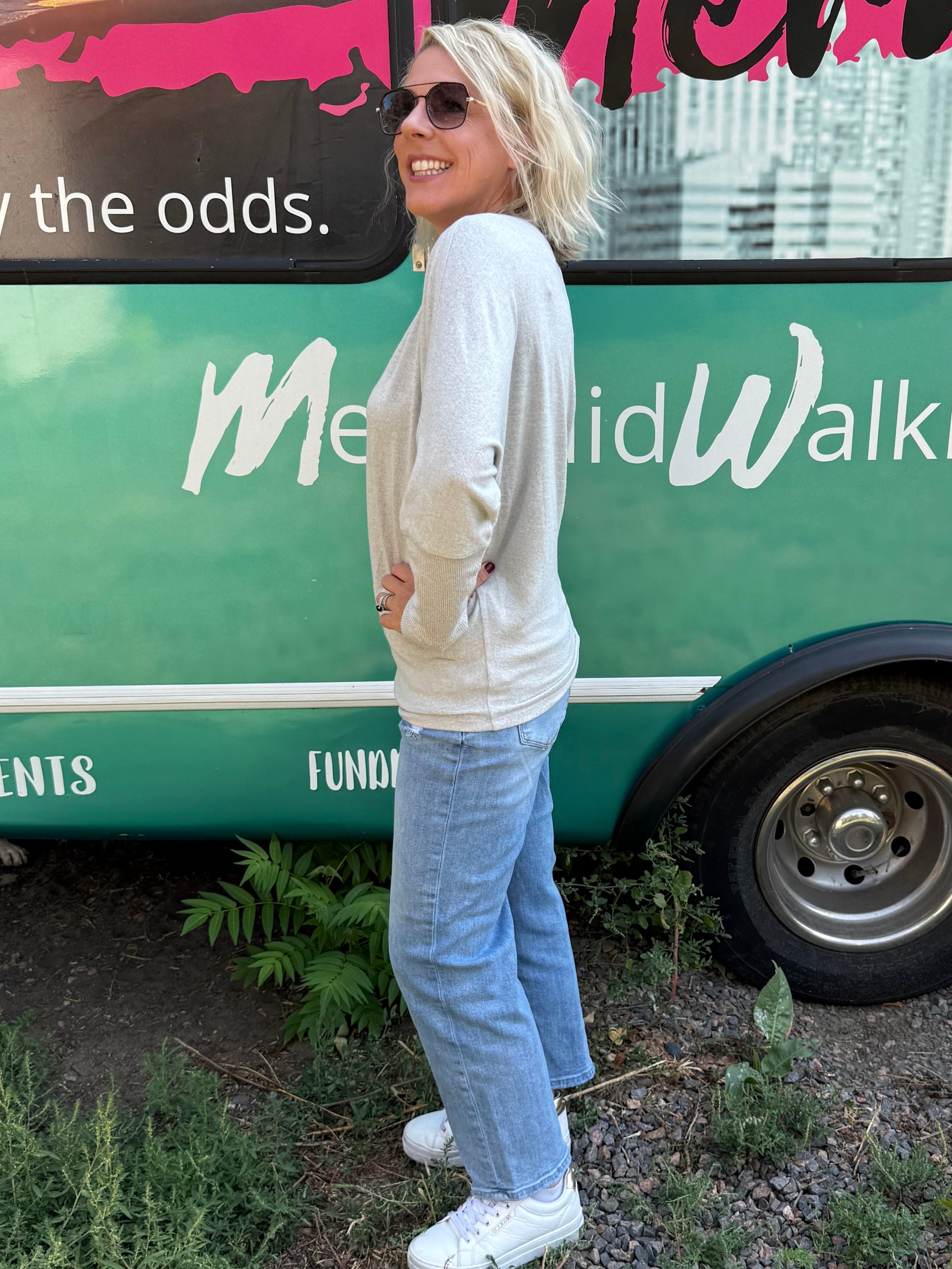 Heather Grey Light Batwing Sweater