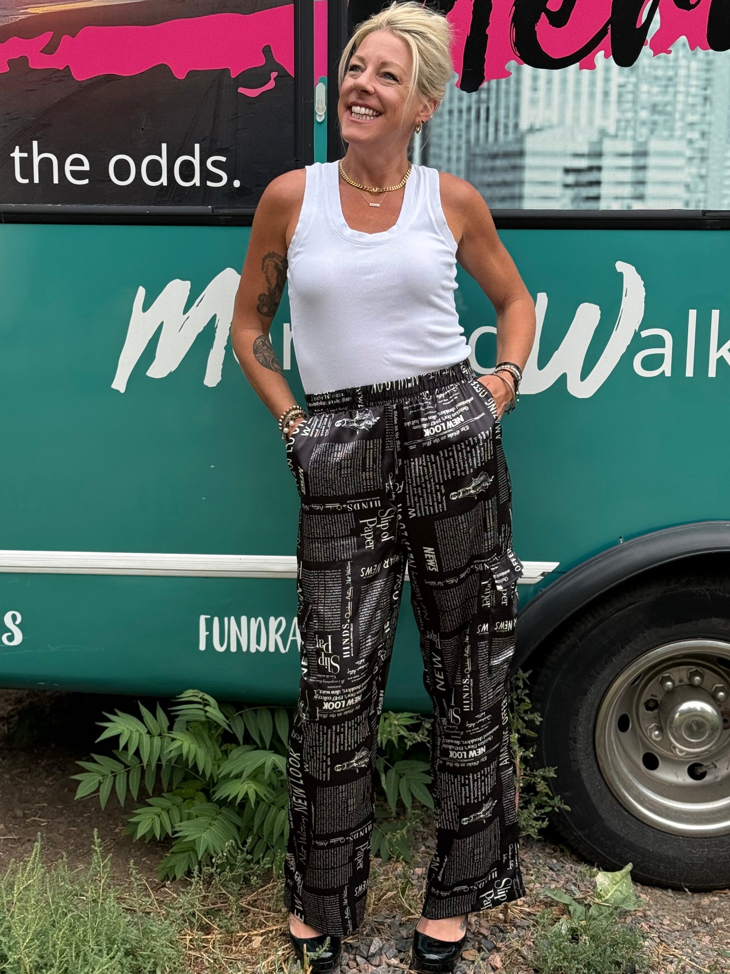Newspaper Cargo Pants in Black