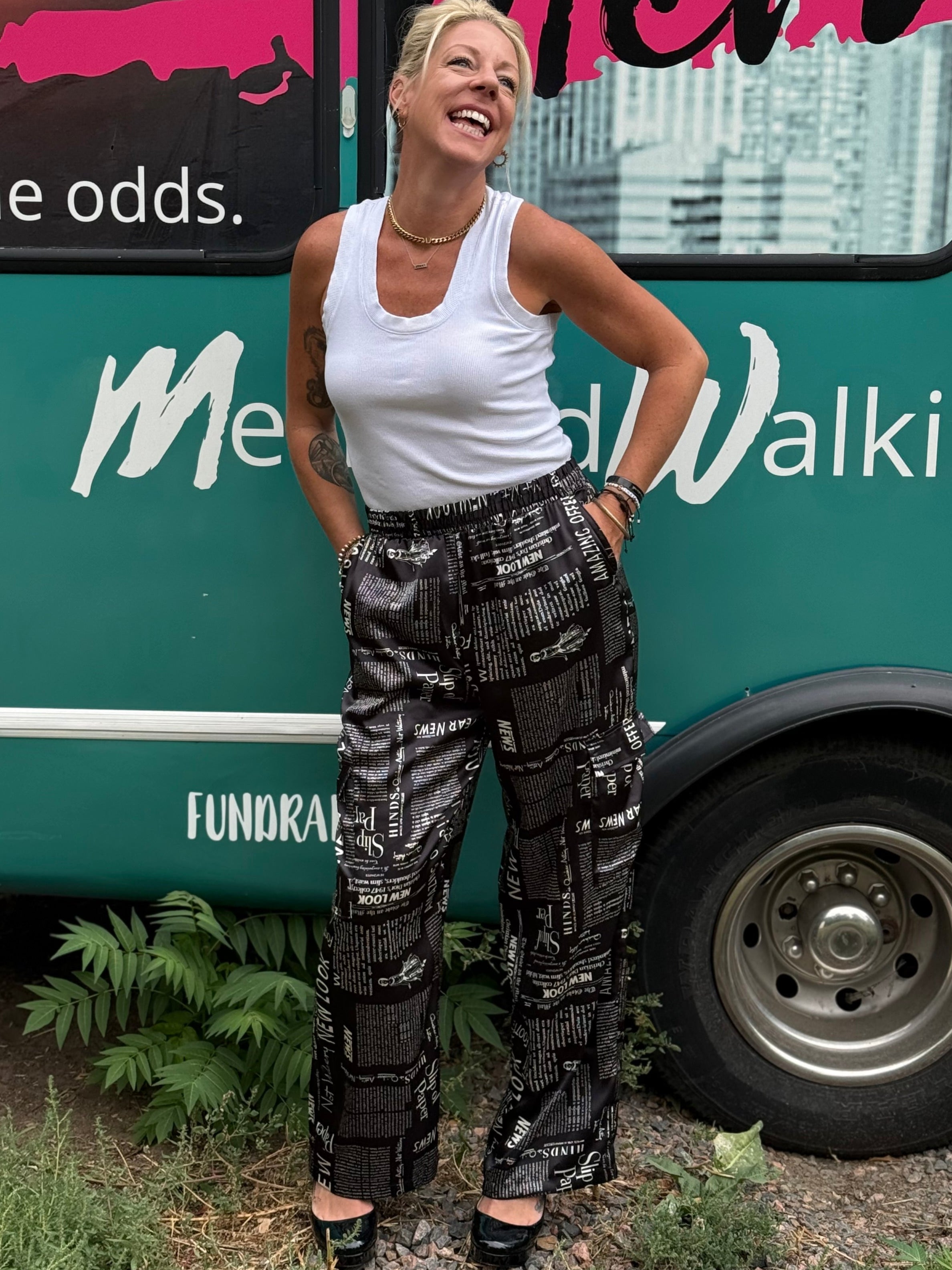 Newspaper Cargo Pants in Black