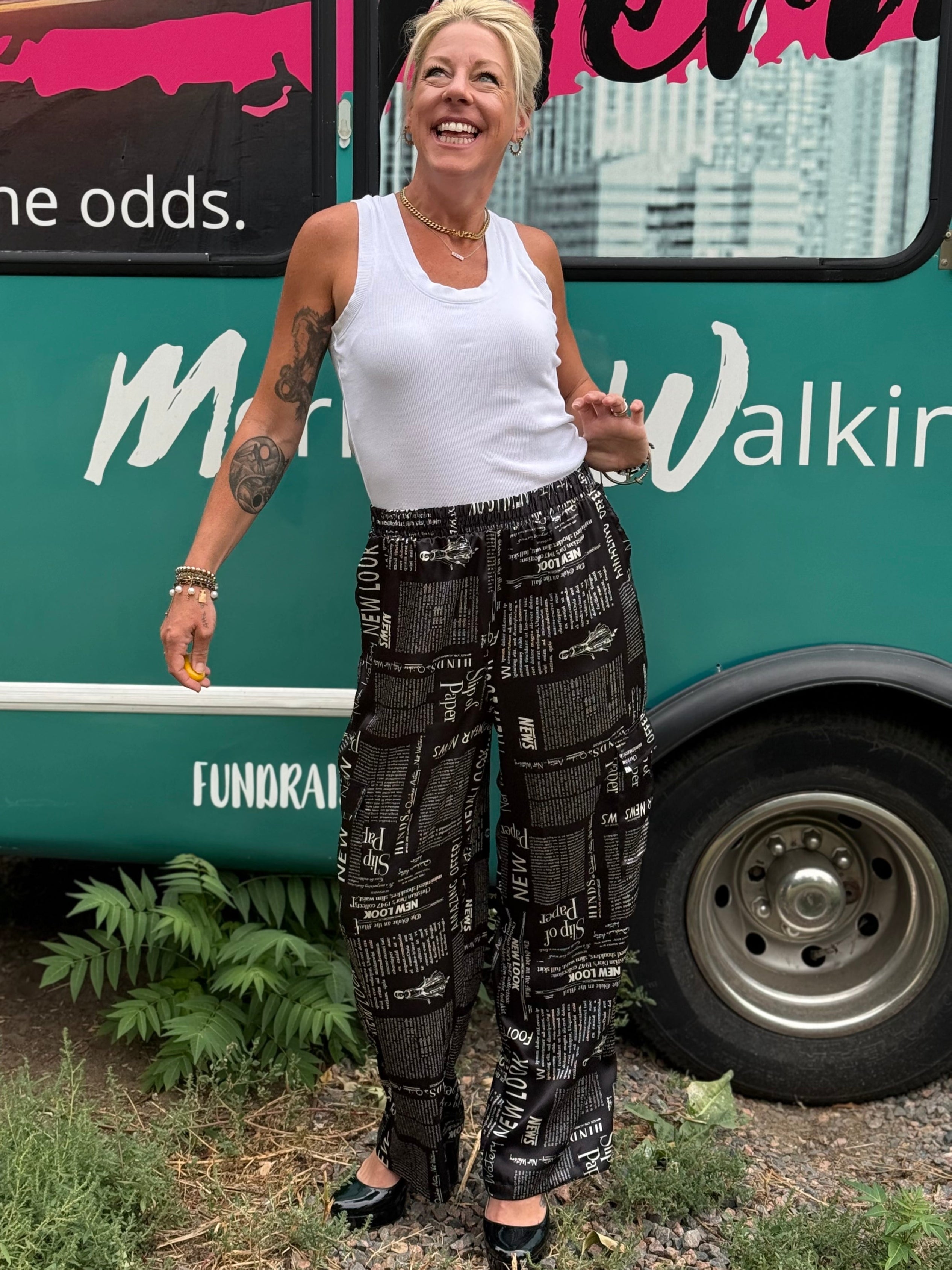 Newspaper Cargo Pants in Black
