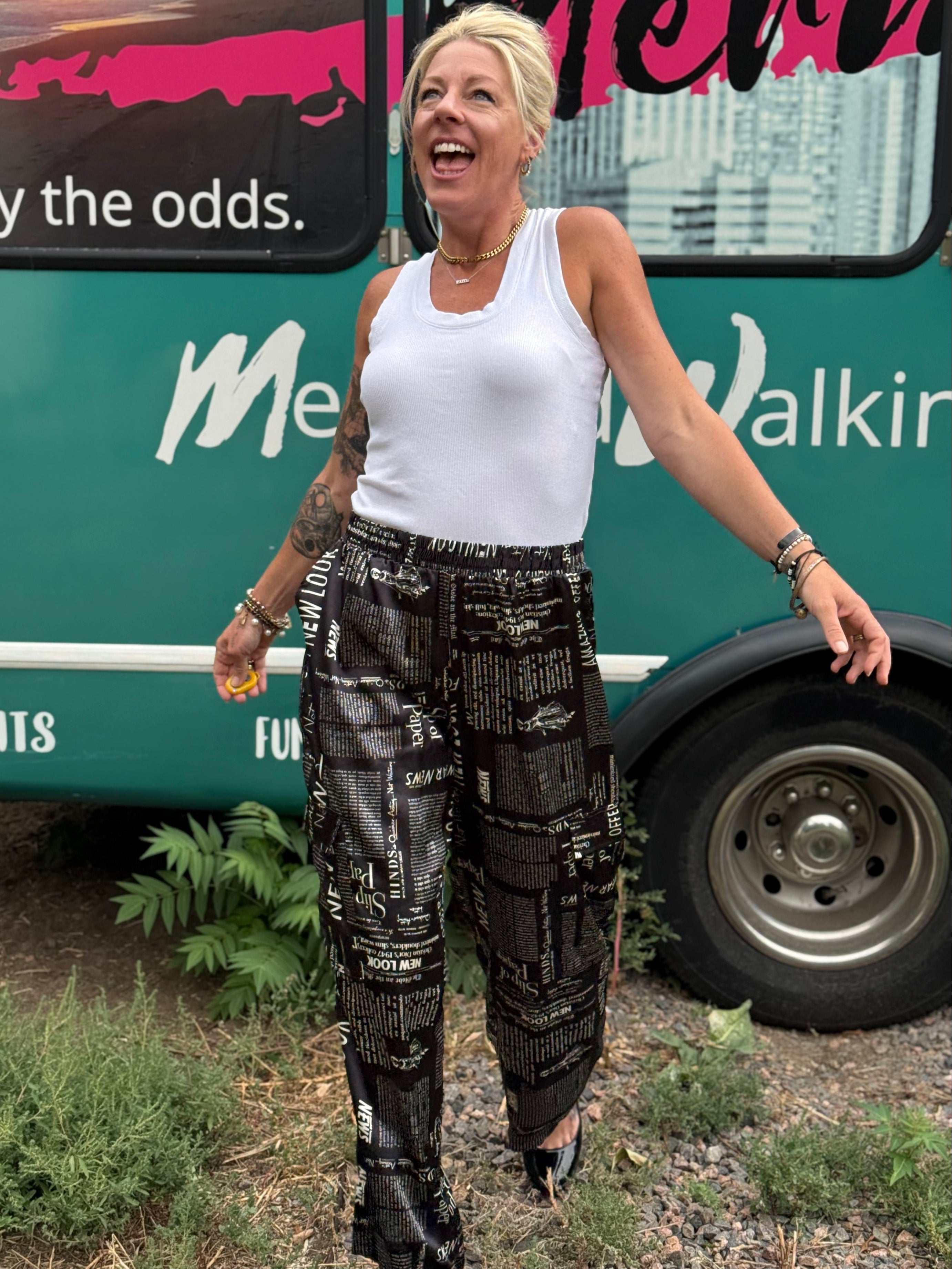 Newspaper Cargo Pants in Black