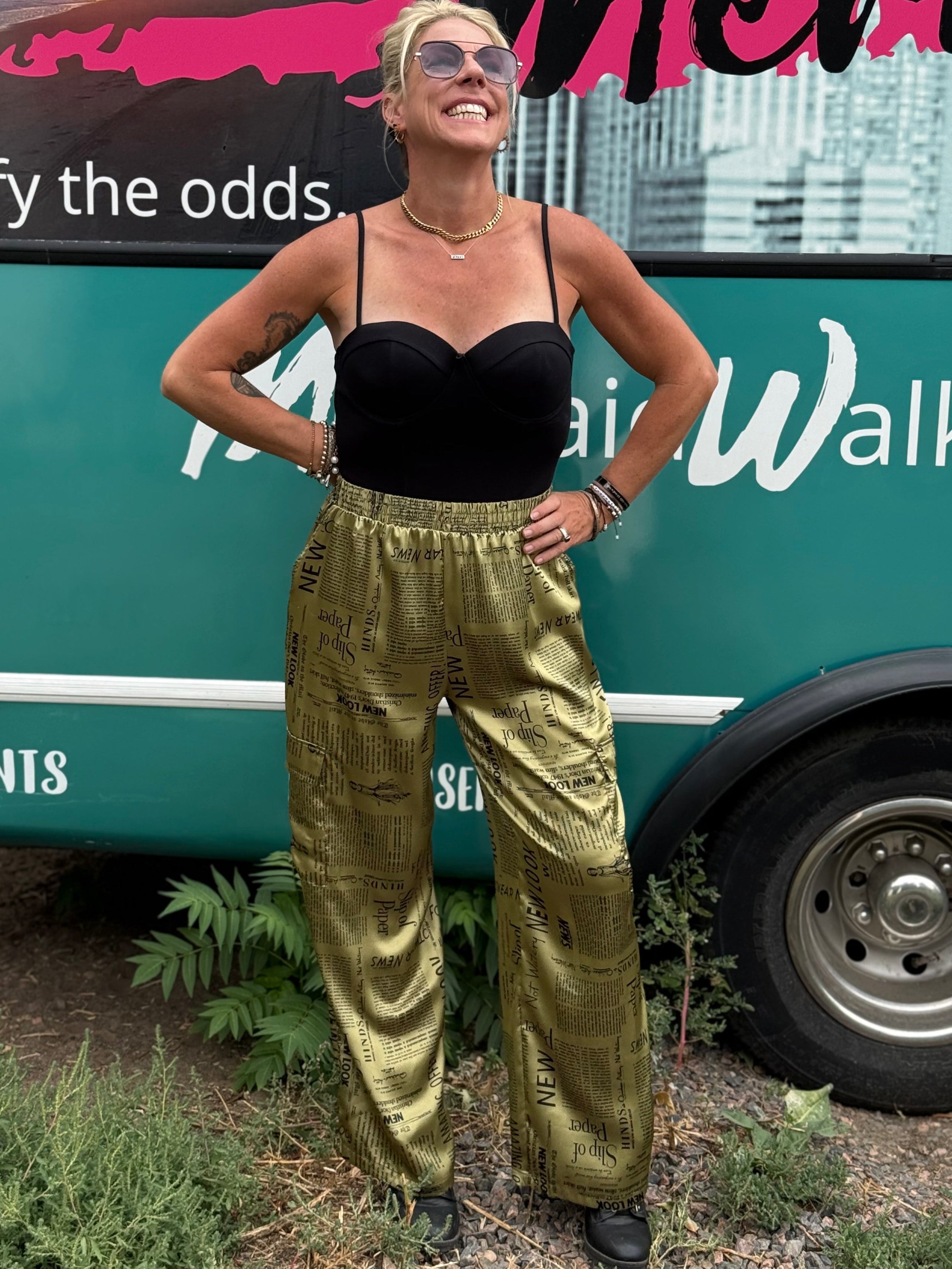Newspaper Cargo Pants in Olive