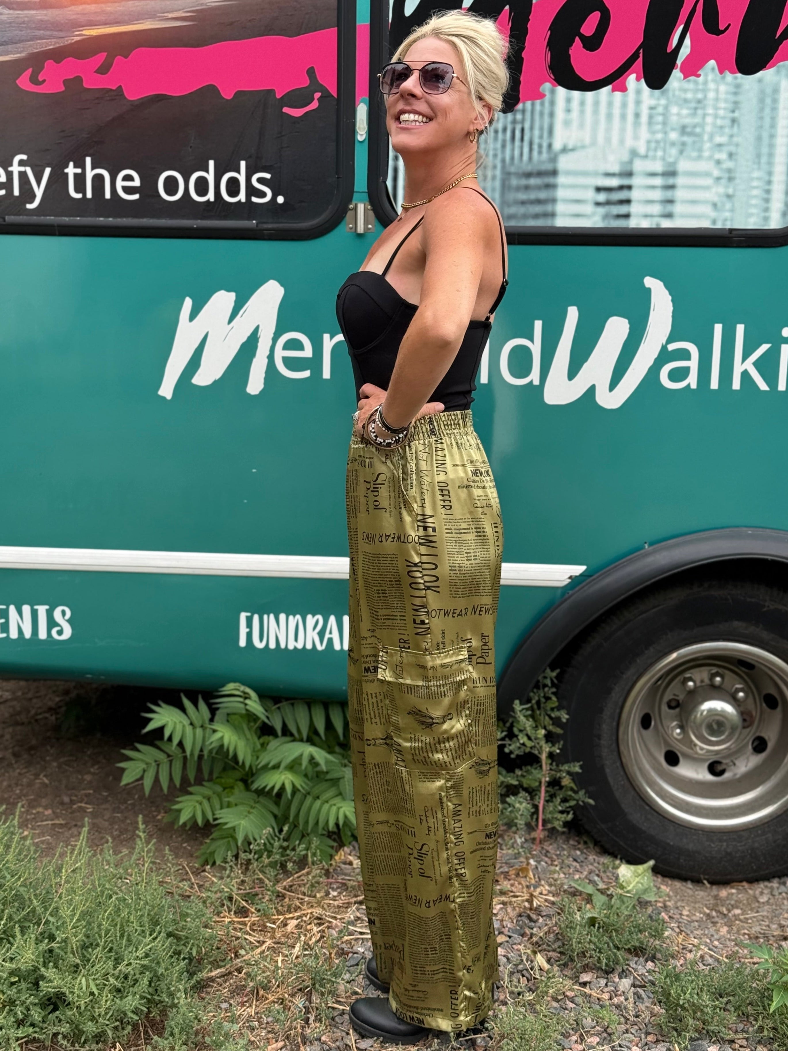 Newspaper Cargo Pants in Olive