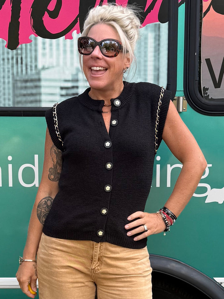 Classy CoCo Sweater Vest in Black
