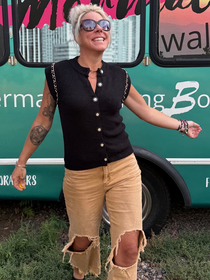 Classy CoCo Sweater Vest in Black