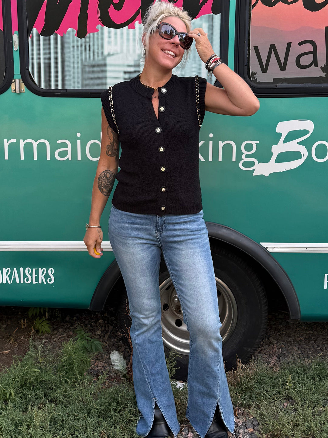Classy CoCo Sweater Vest in Black