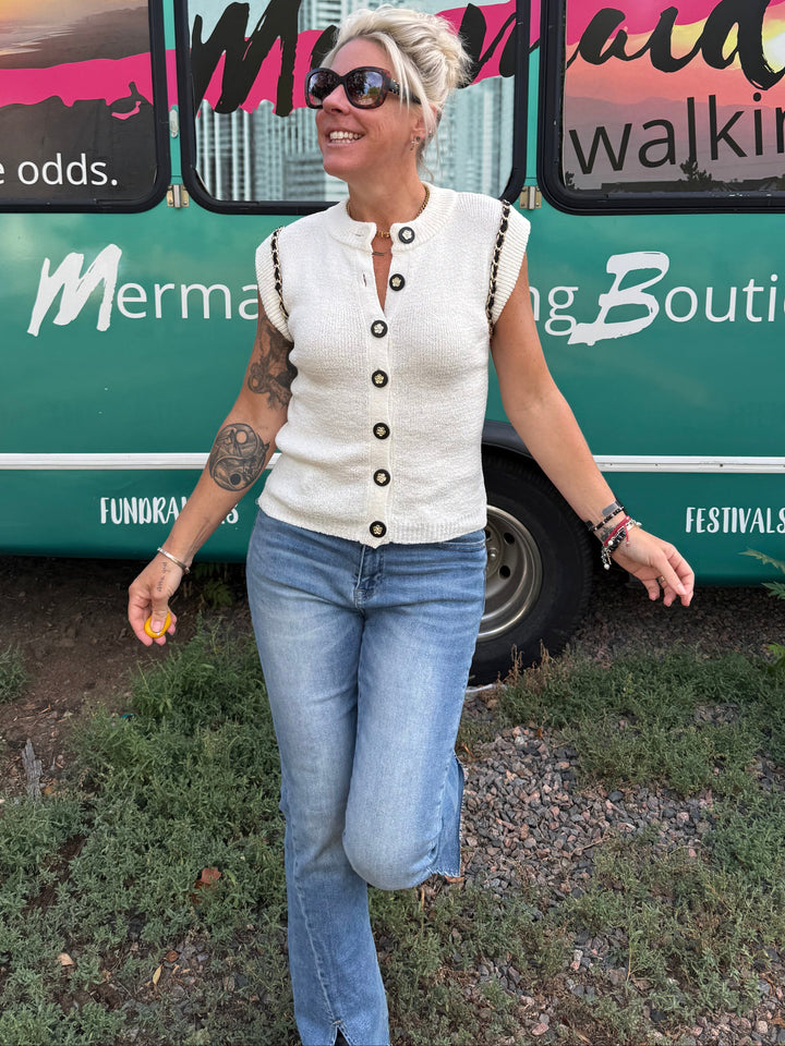 Classy CoCo Sweater Vest in Ivory
