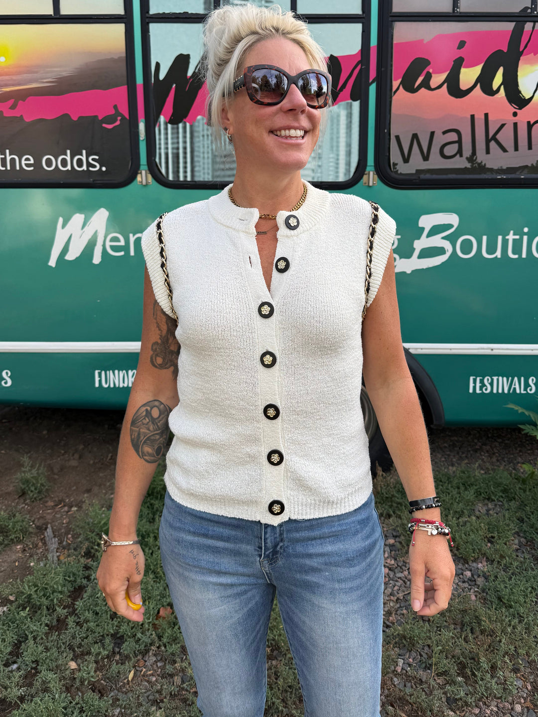 Classy CoCo Sweater Vest in Ivory