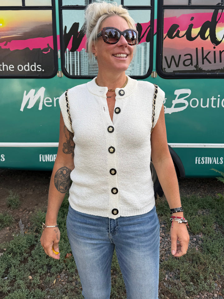 Classy CoCo Sweater Vest in Ivory