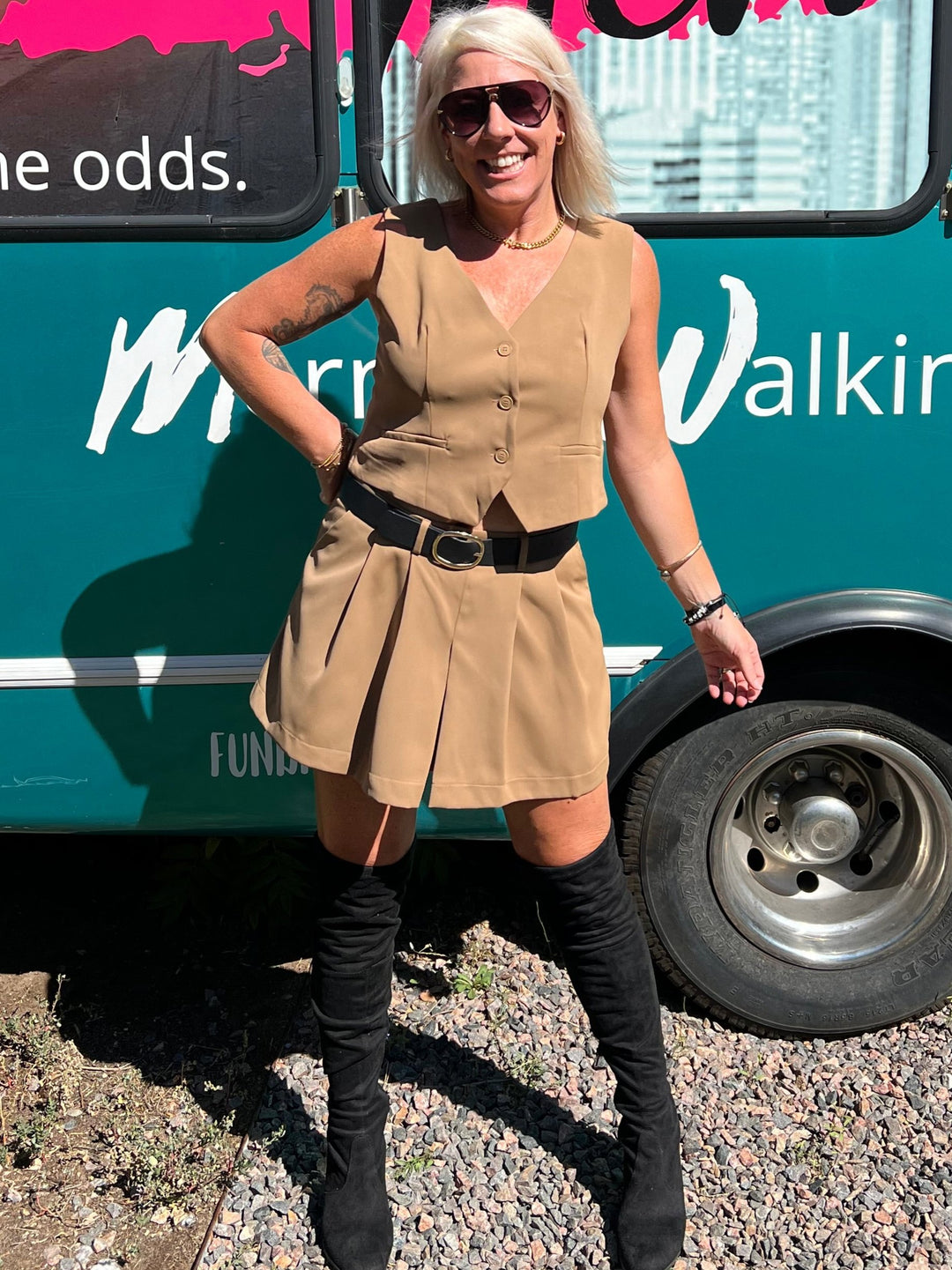 Shorts Skort &amp; Belt in Camel