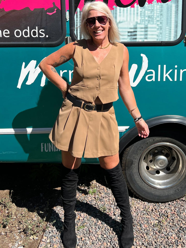 Shorts Skort &amp; Belt in Camel