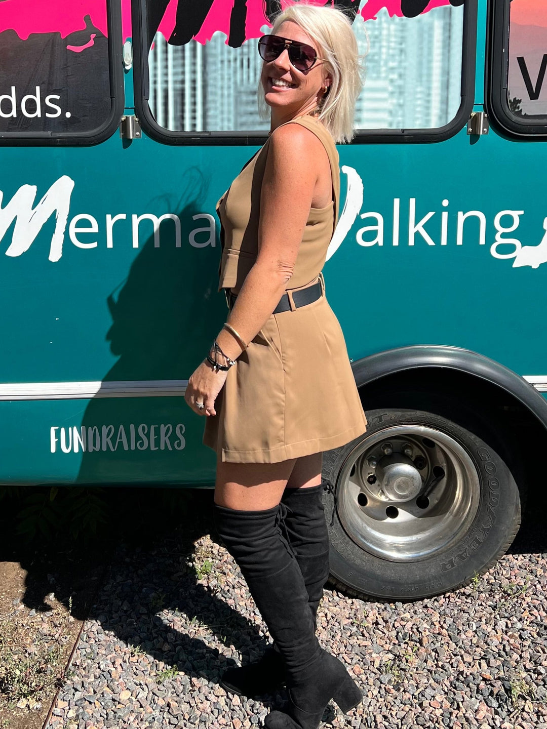 Shorts Skort &amp; Belt in Camel