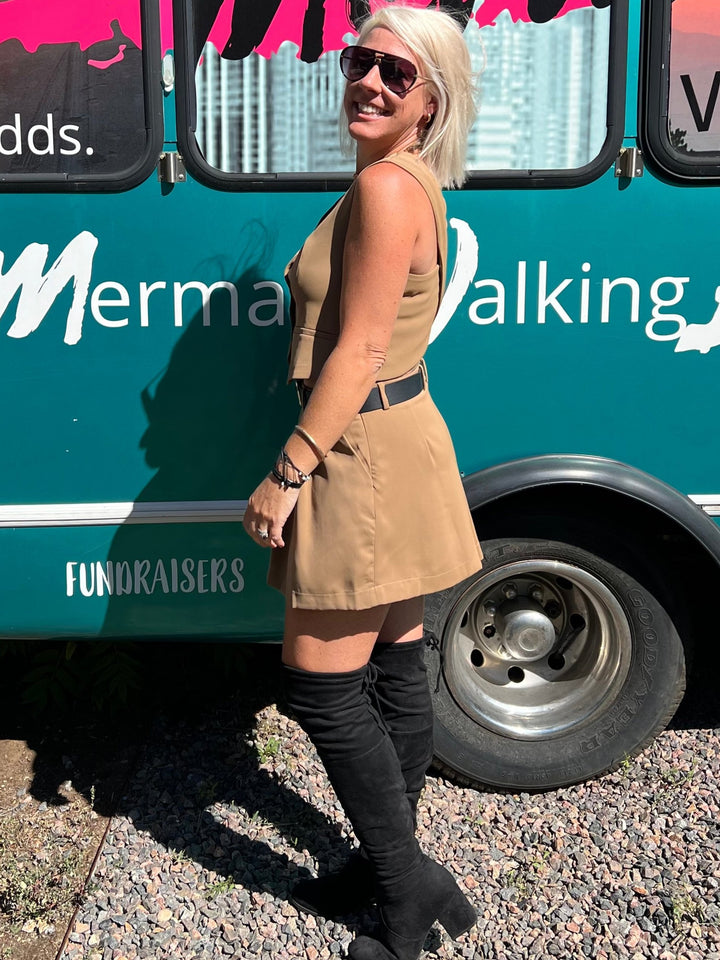 Shorts Skort &amp; Belt in Camel