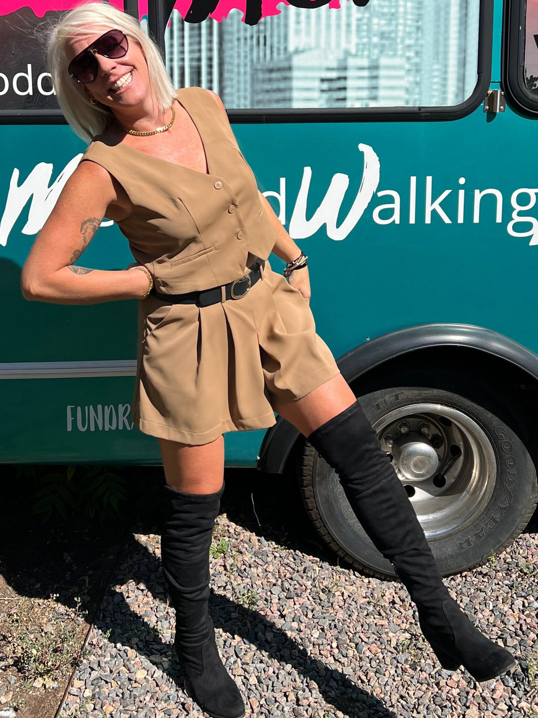 Shorts Skort &amp; Belt in Camel